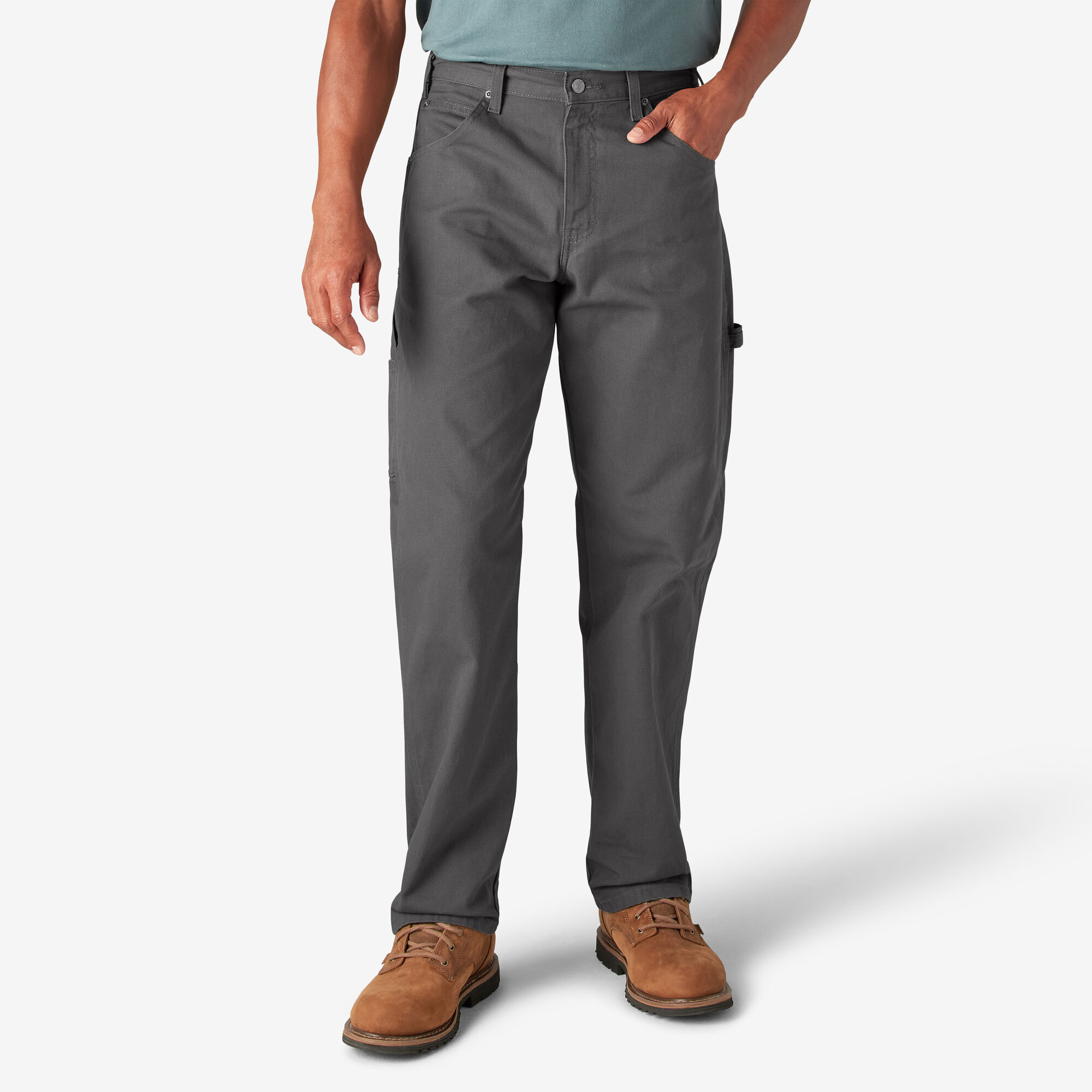 Relaxed Fit Heavyweight Duck Carpenter Pants, Rinsed Moss Green