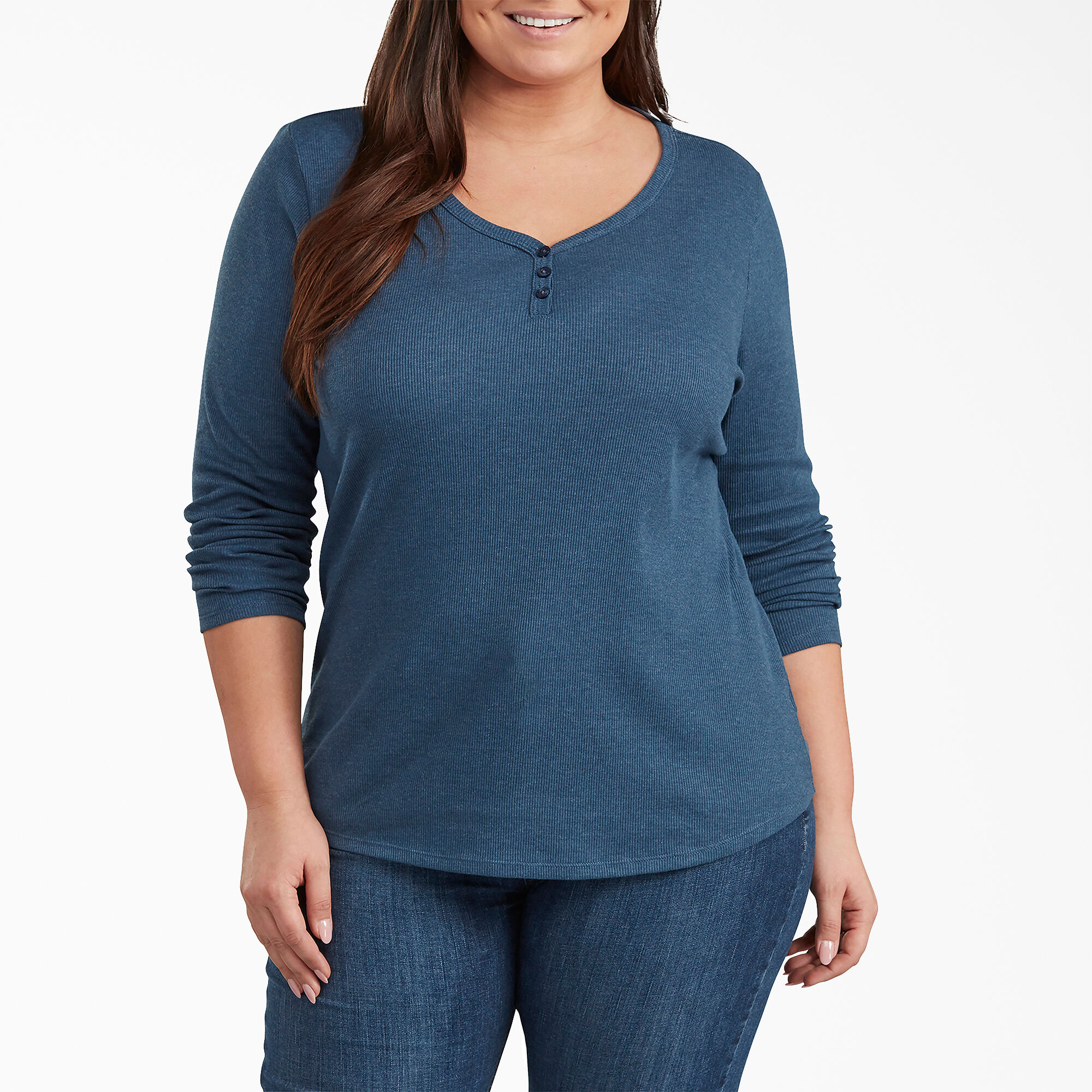 Women's Plus Henley Long Sleeve Shirt