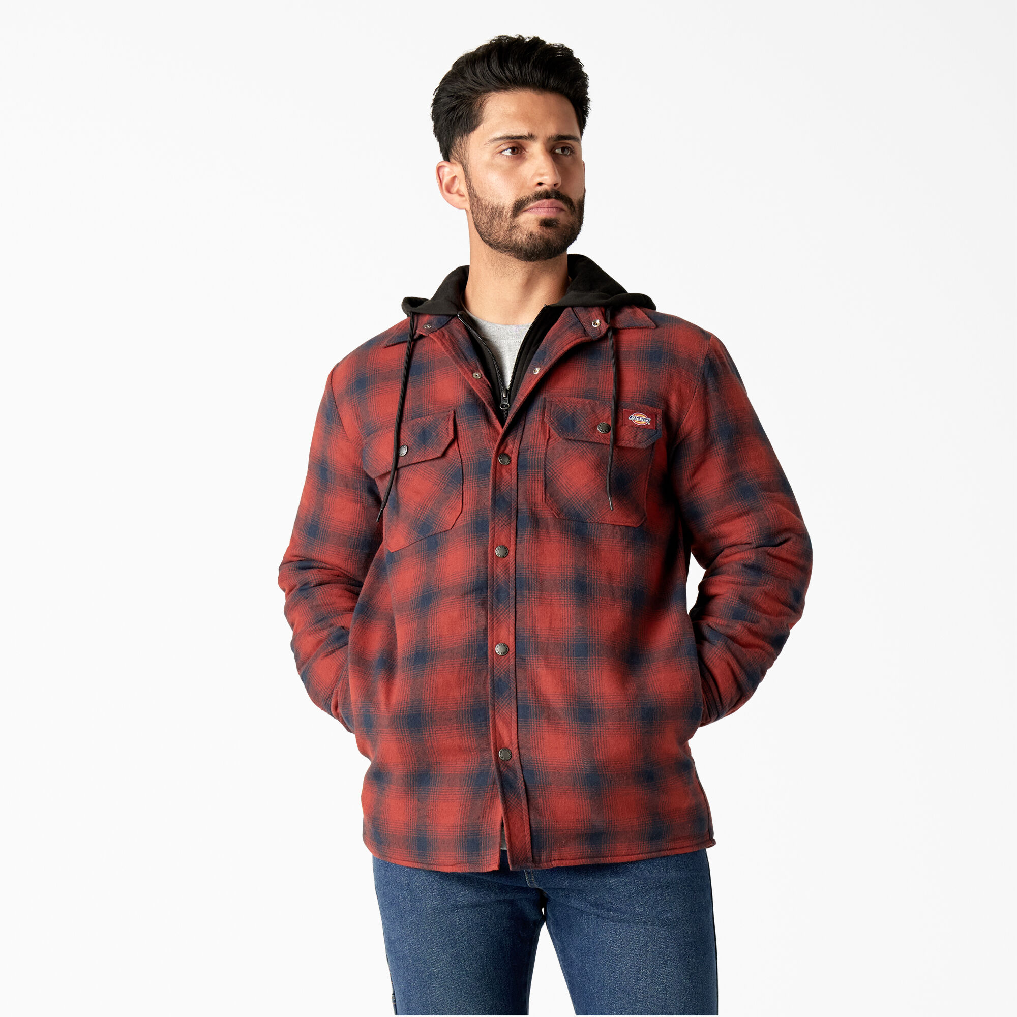 Flannel Hooded Shirt Jacket