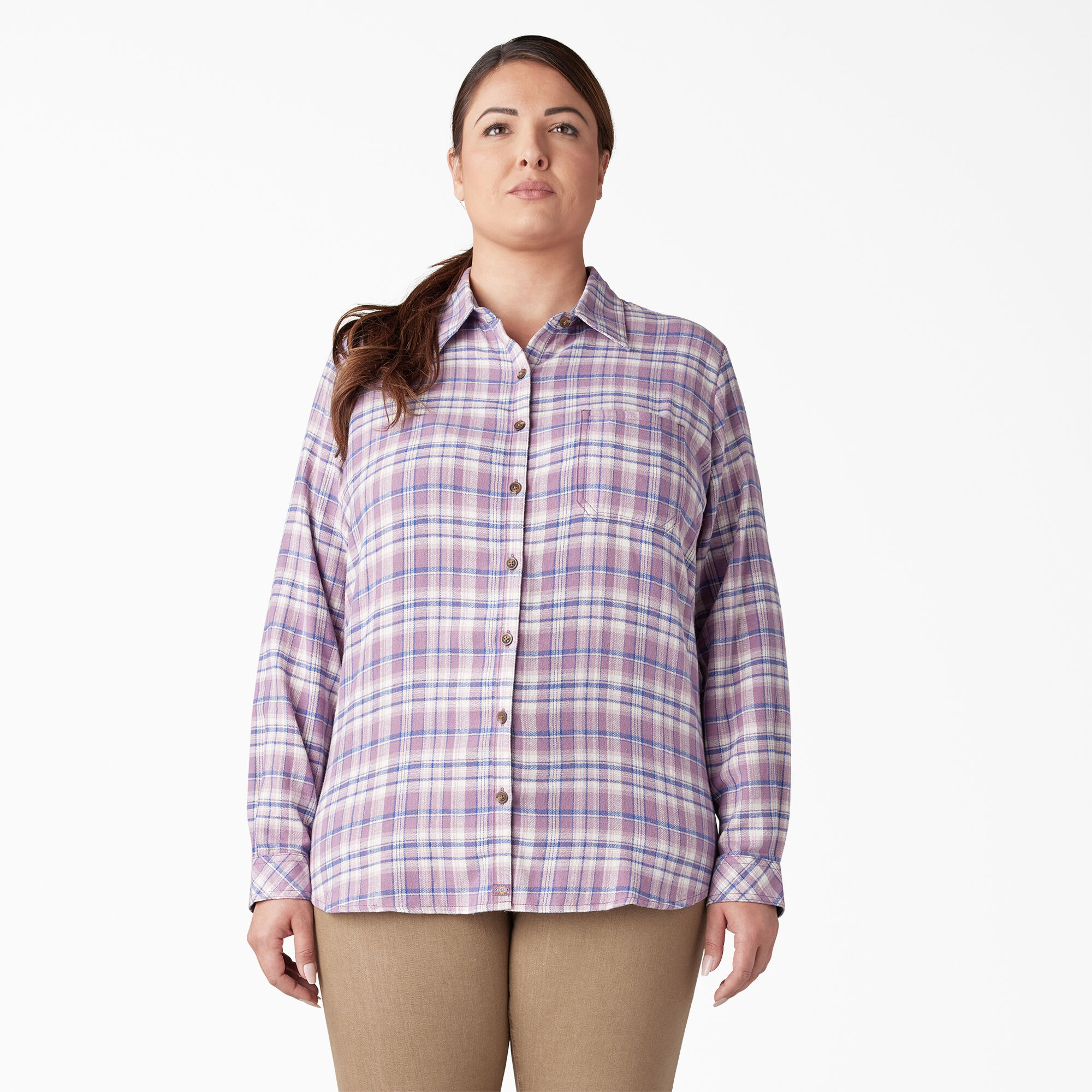 Women's Plus Long Sleeve Plaid Flannel Shirt