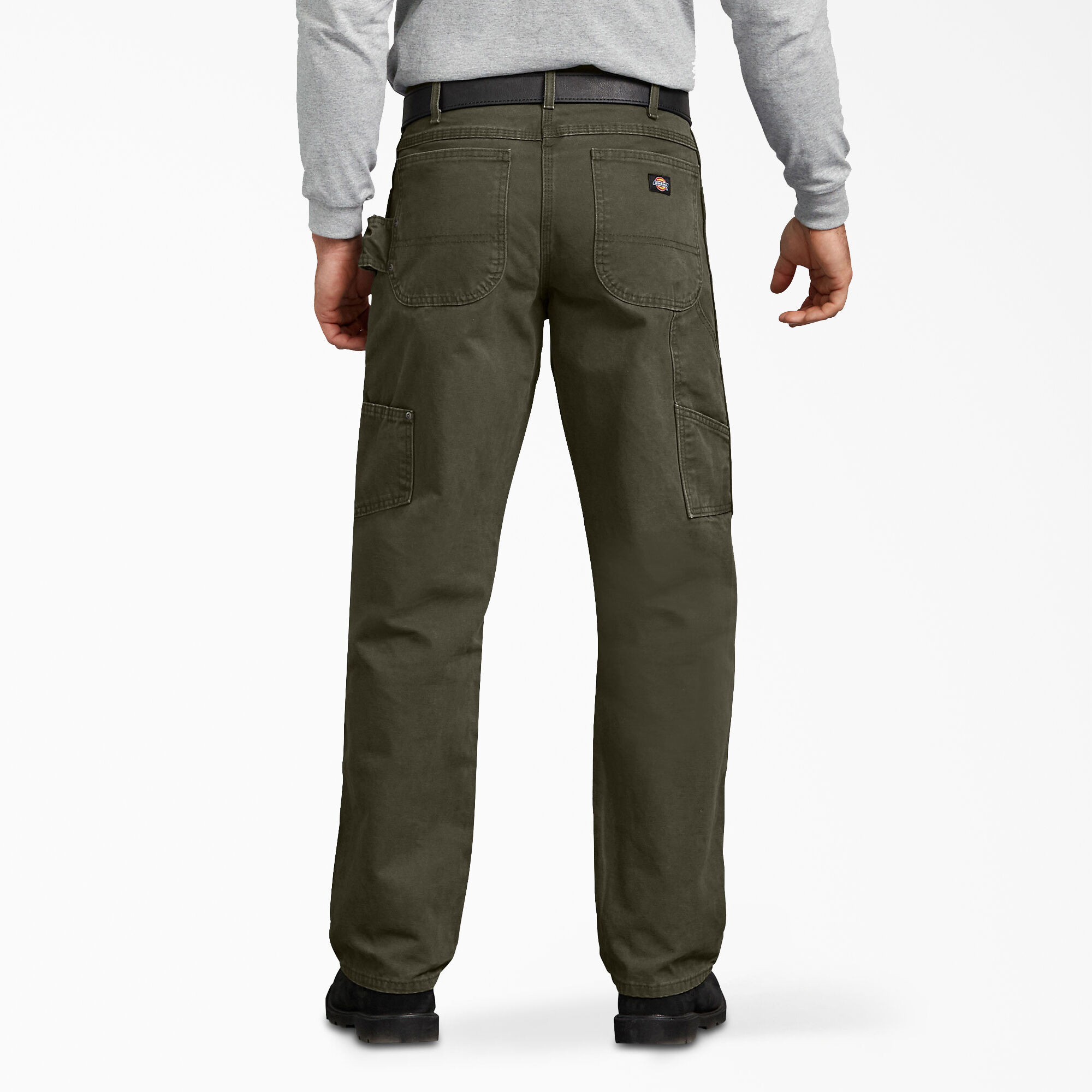 Relaxed Fit Straight Leg Sanded Duck Carpenter Pants, Rinsed Moss Green