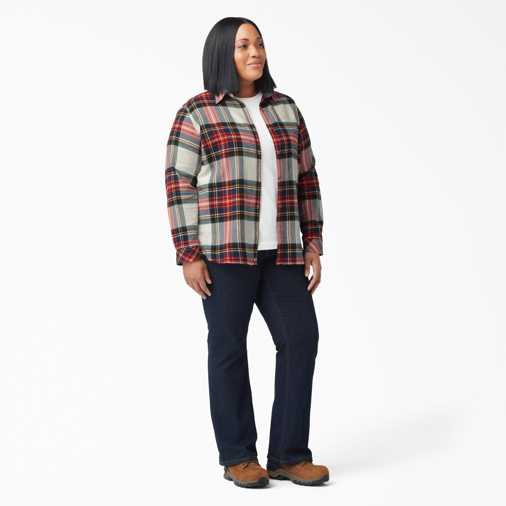 Women's Plus Long Sleeve Plaid Flannel Shirt