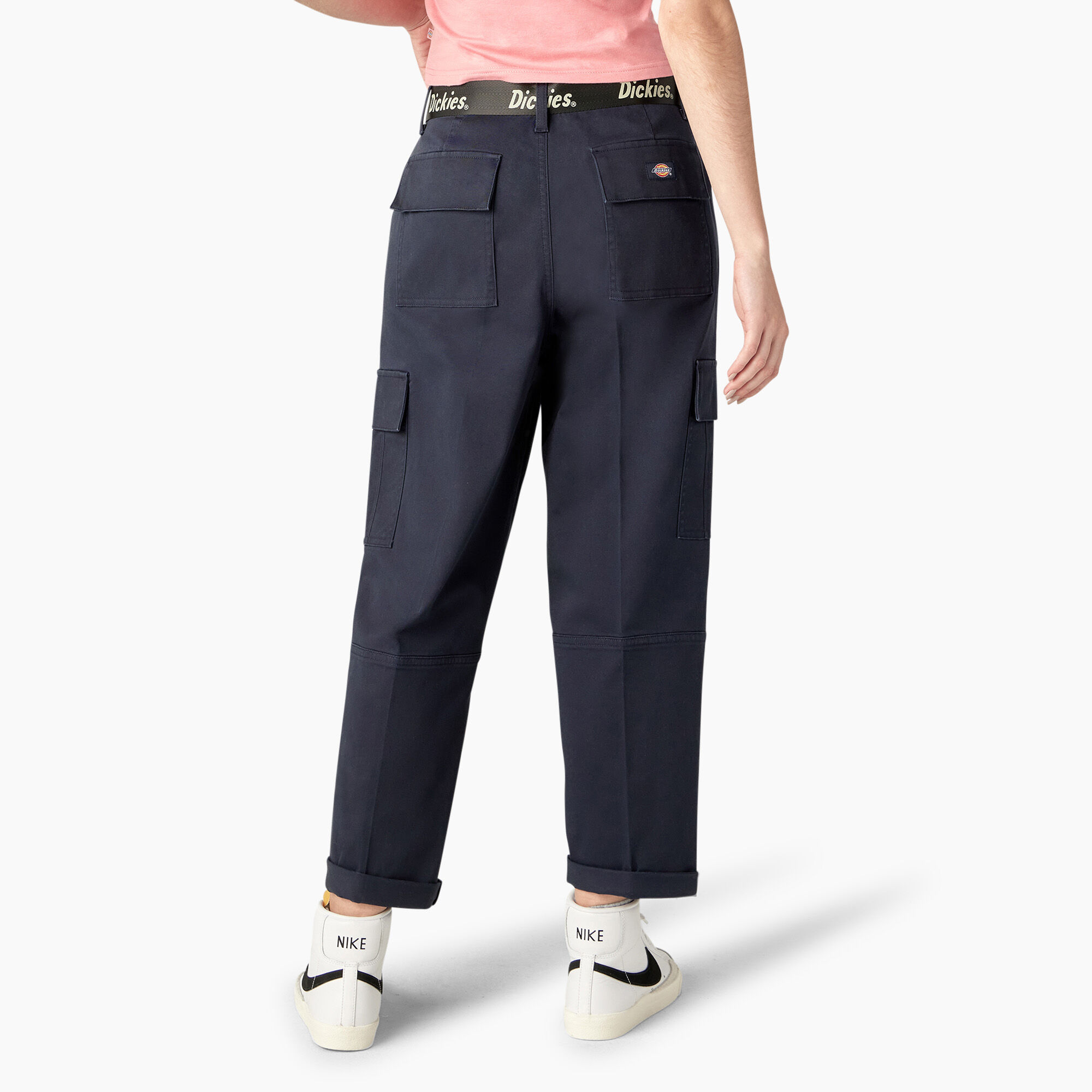 Women's Relaxed Fit Contrast Stitch Cropped Cargo Pants
