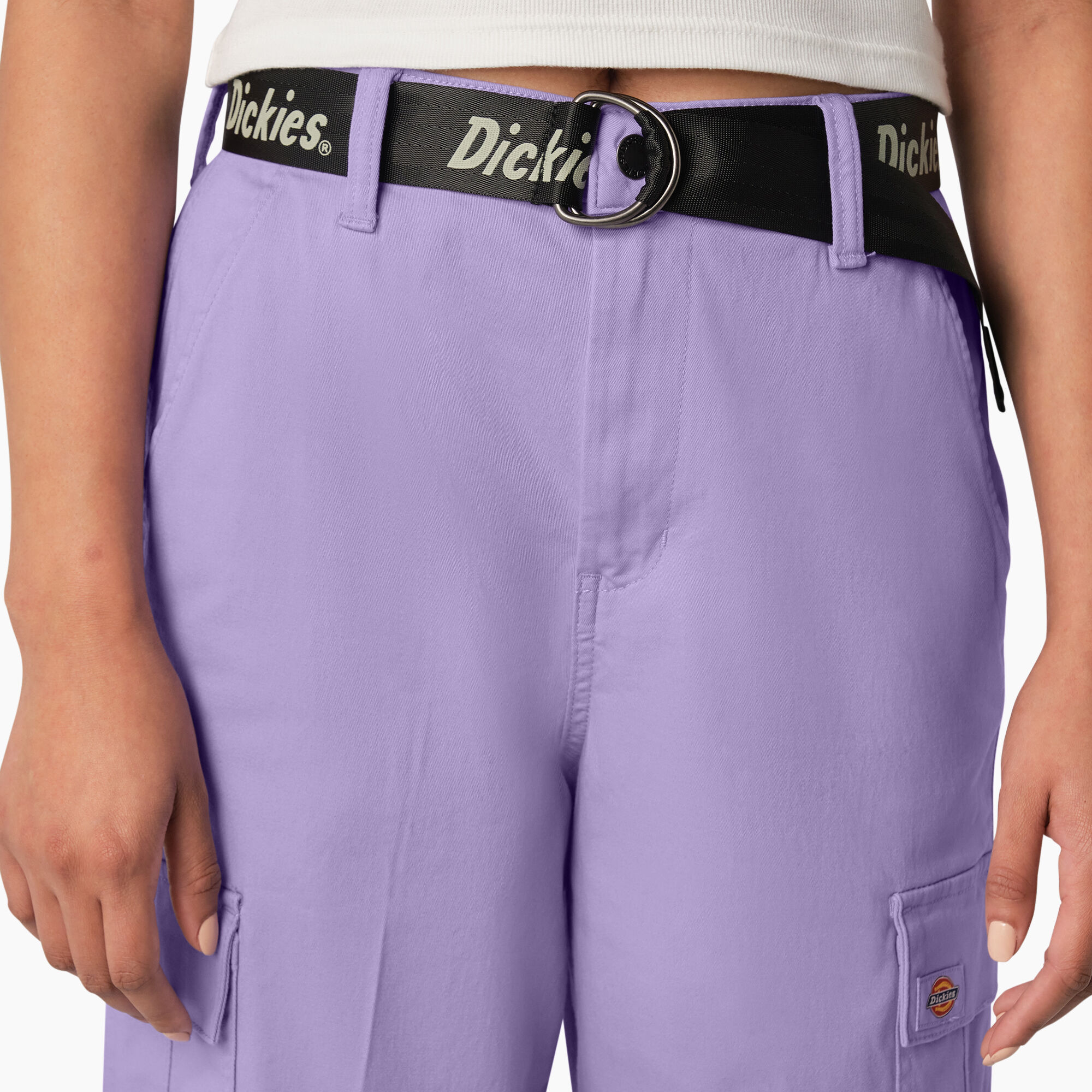 Women's Relaxed Fit Contrast Stitch Cropped Cargo Pants