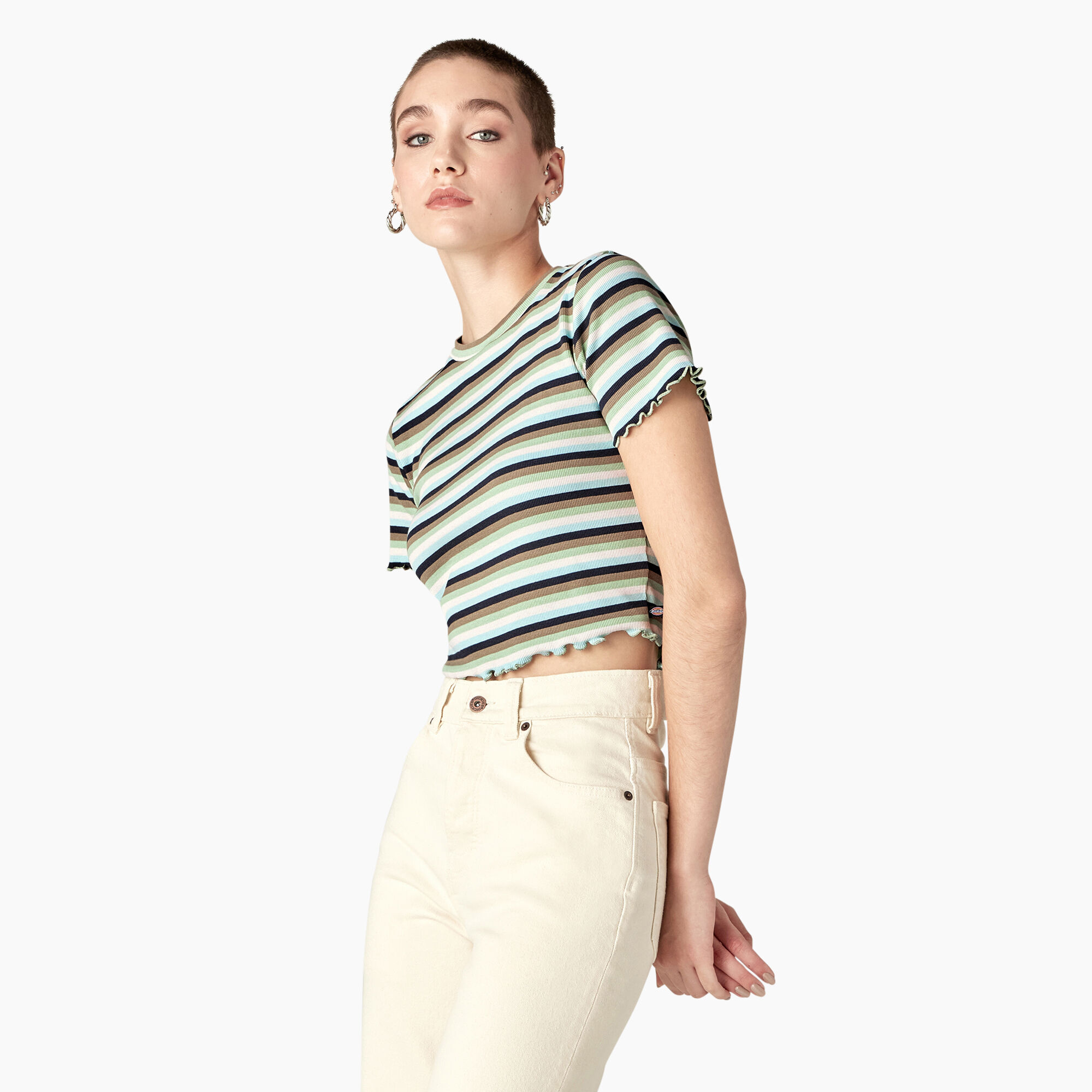 Women's Striped Cropped Baby T-Shirt