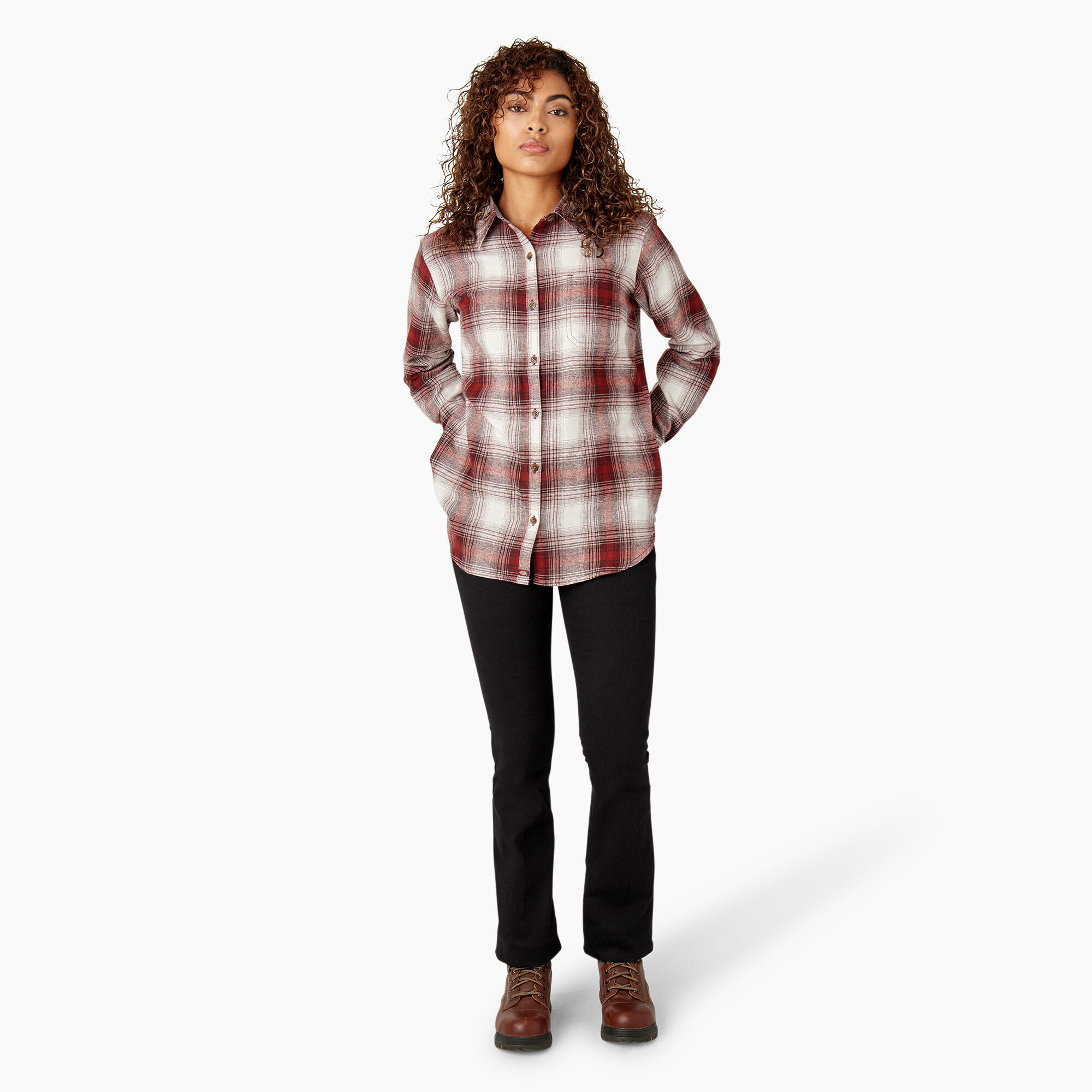 Women's Plaid Flannel Long Sleeve Shirt