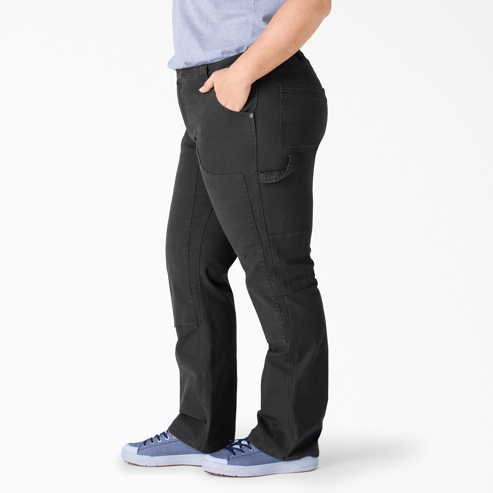 Women's Plus FLEX Relaxed Fit Duck Carpenter Pants, Rinsed Black