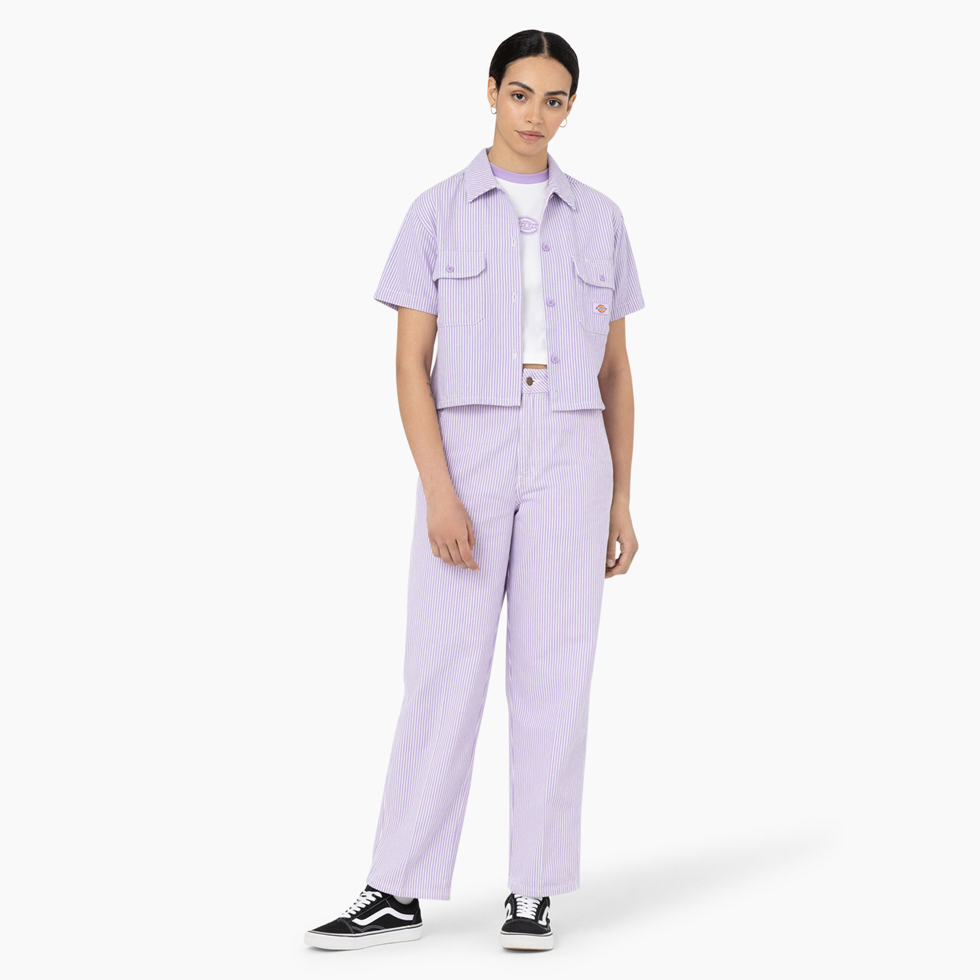 Women's Hickory Stripe Cropped Work Shirt