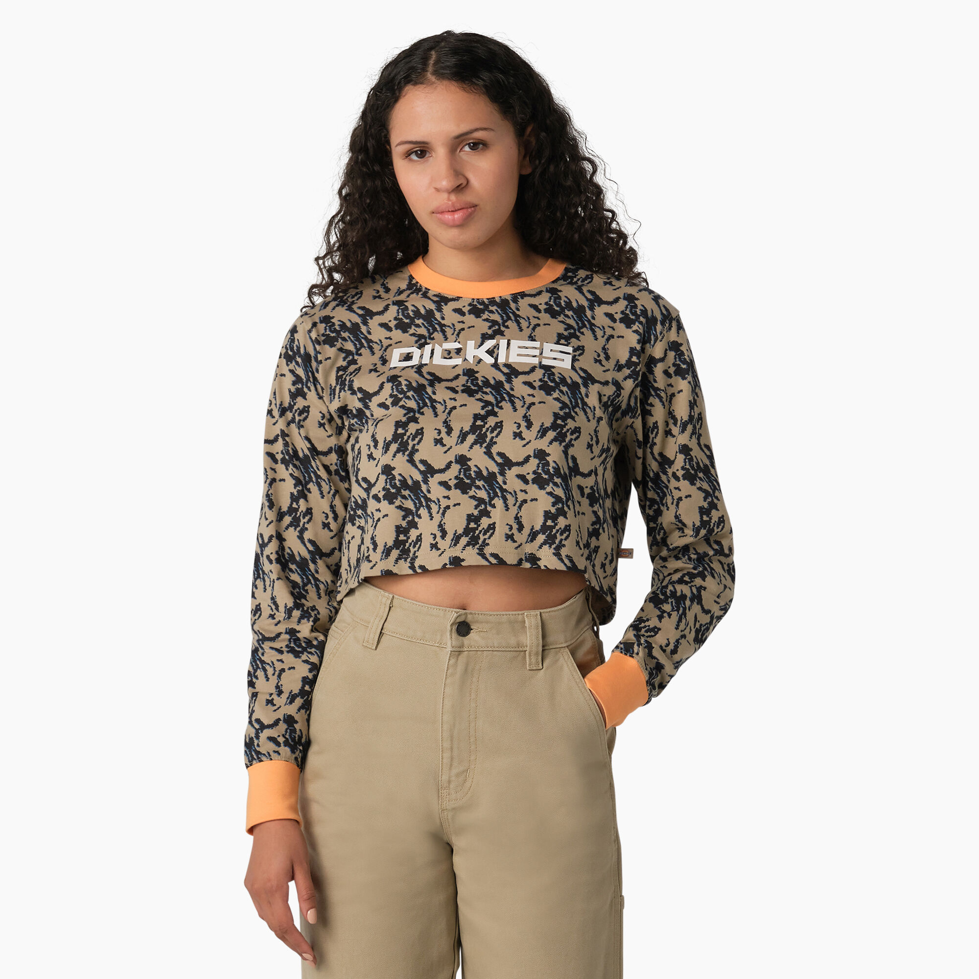 Women's Camo Long Sleeve Cropped T-Shirt