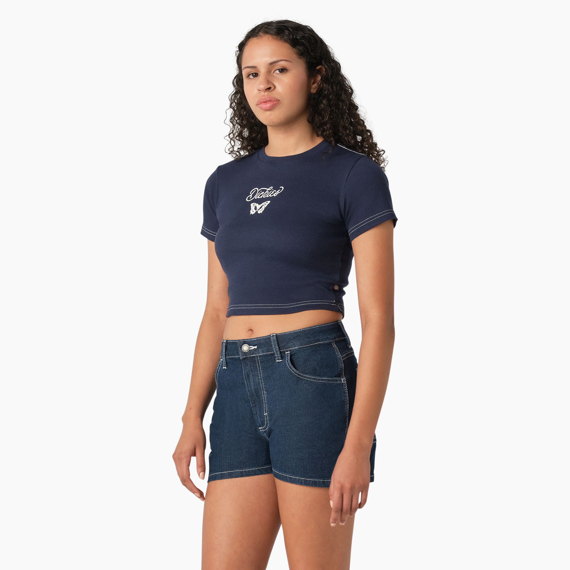 Women's Butterfly Graphic Cropped Baby T-Shirt