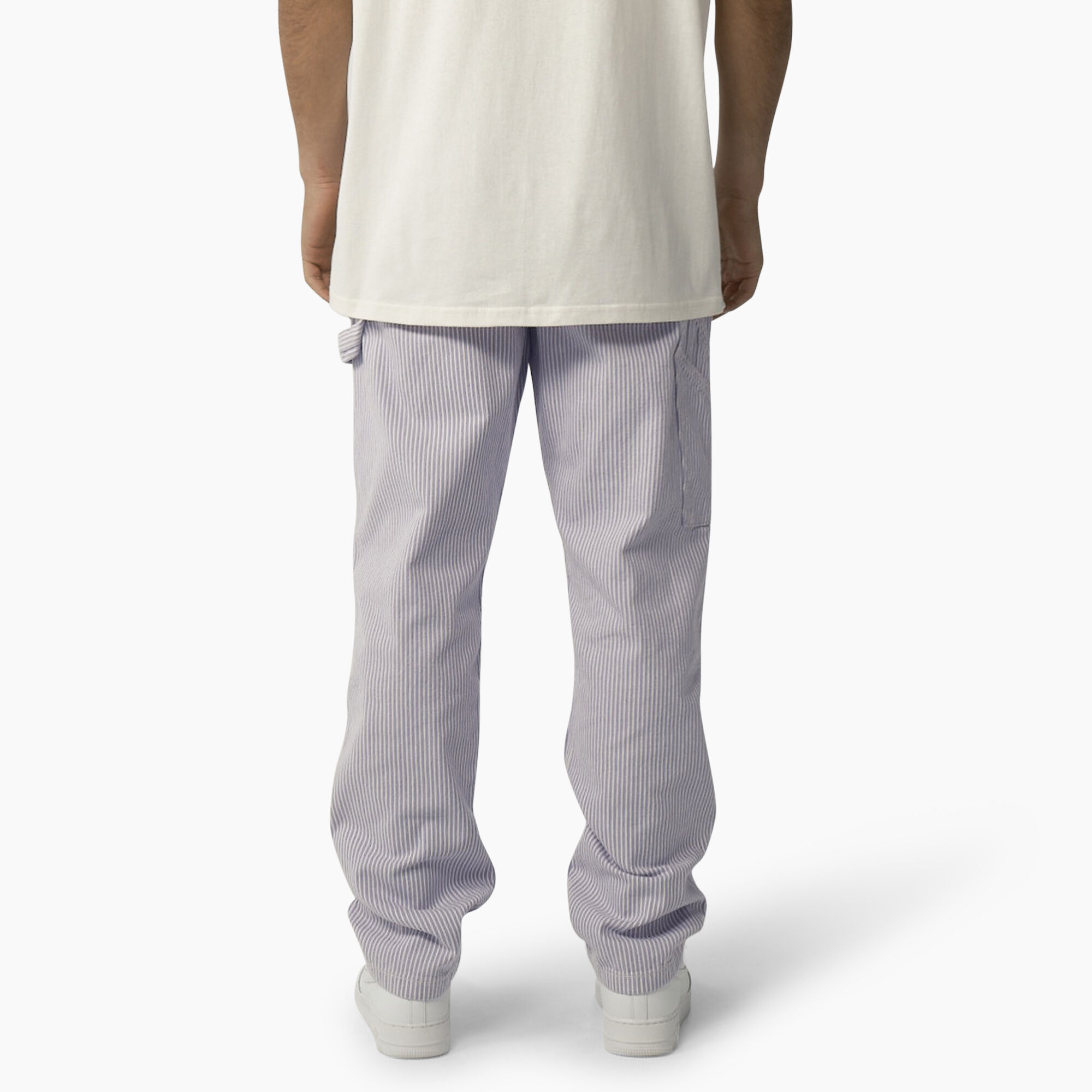 Garyville Regular Fit Hickory Stripe Carpenter Pants, Ecru/Lilac