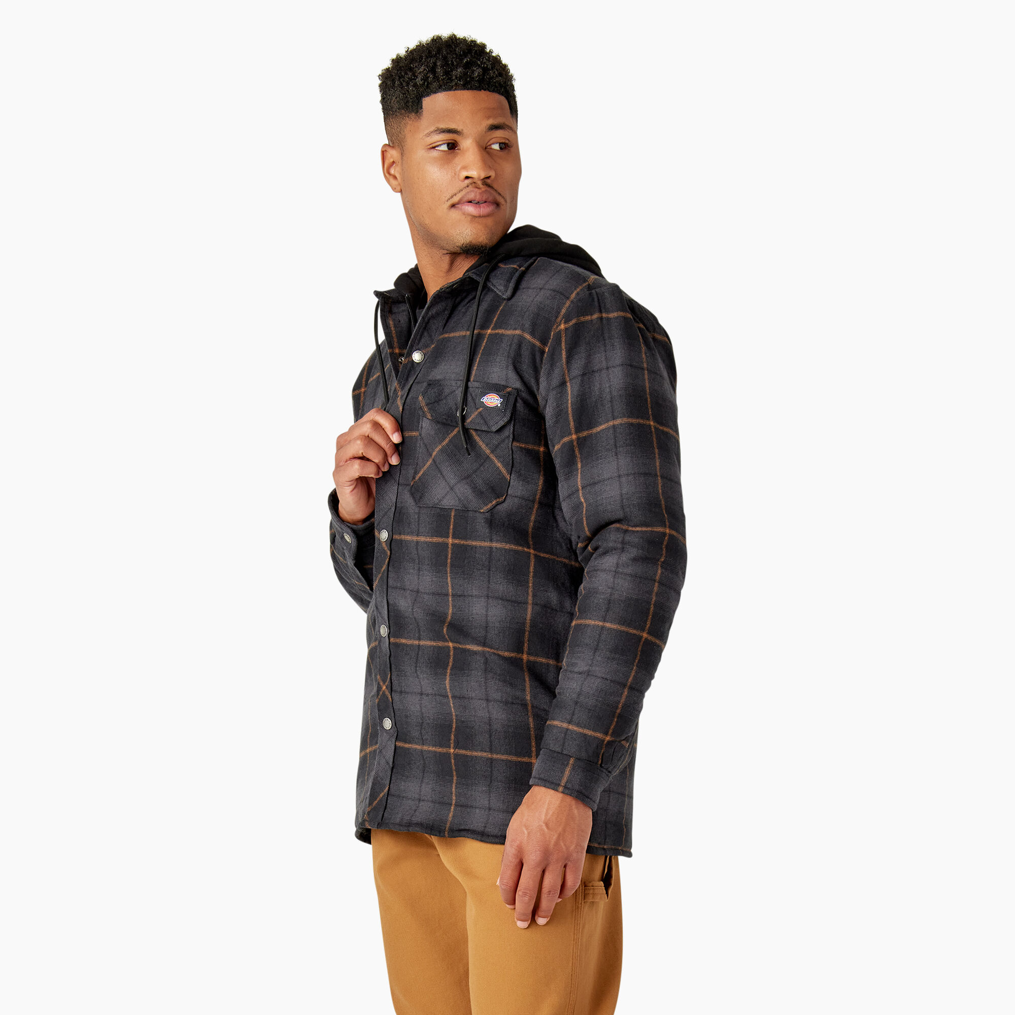 Water Repellent Flannel Hooded Shirt Jacket