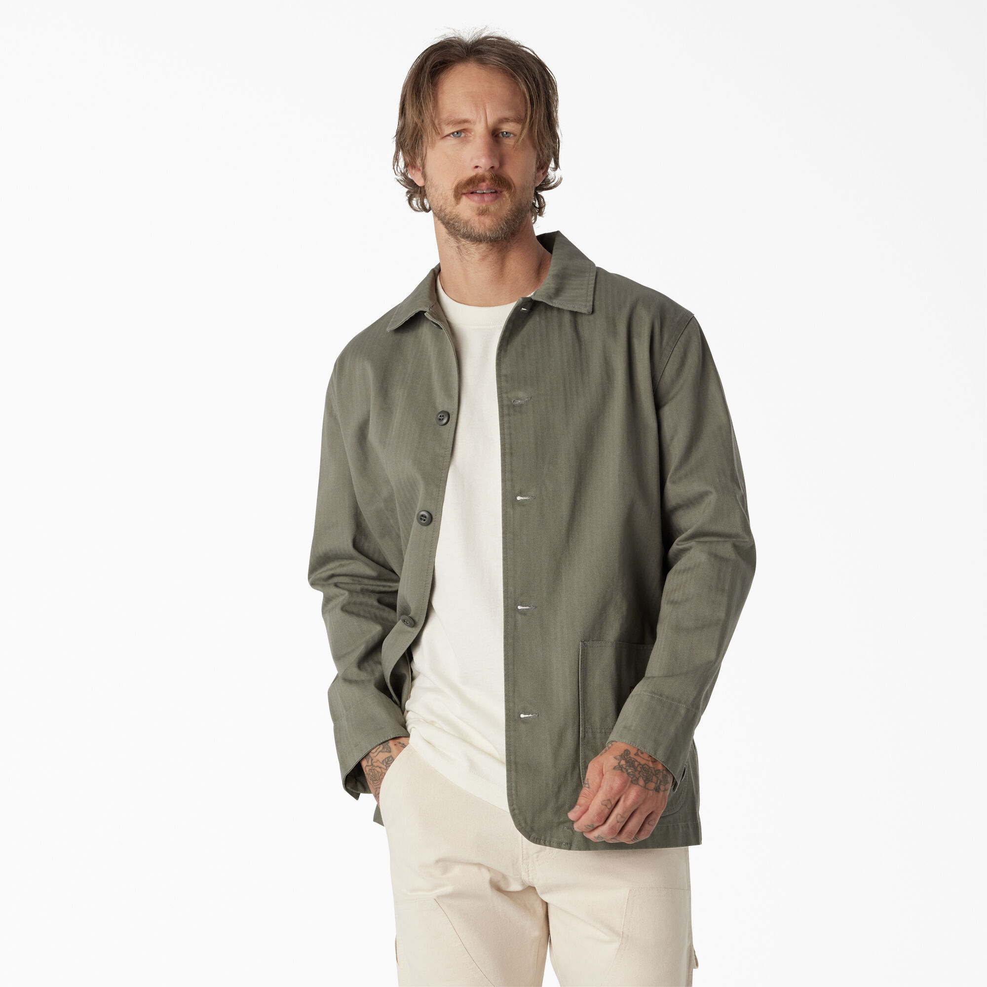 Dickies 1922 Herringbone Jacket, Rinsed Dusty Olive