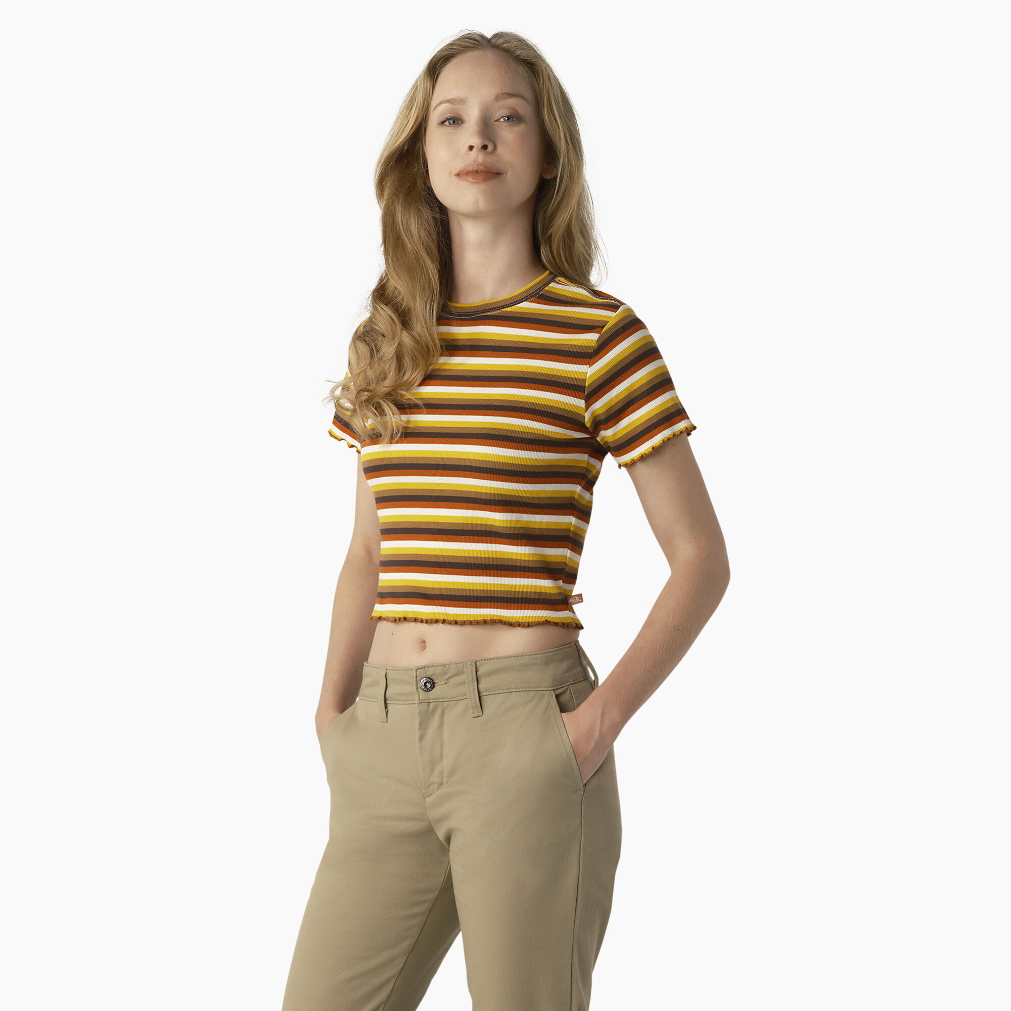 Women's Striped Cropped Baby T-Shirt