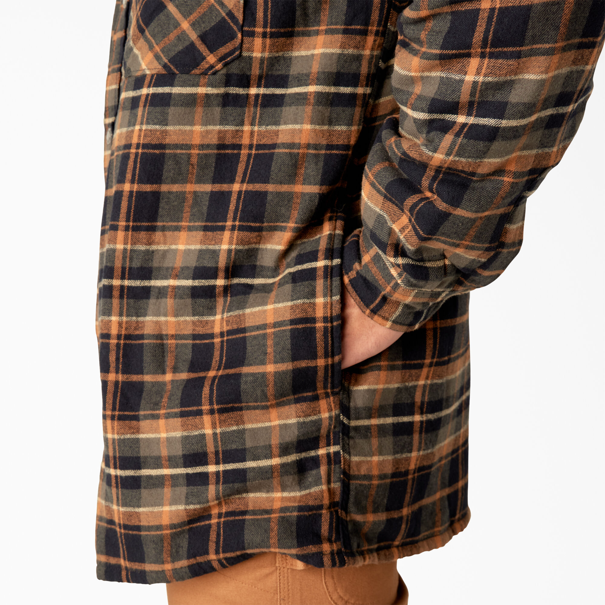 Water Repellent Fleece-Lined Flannel Shirt Jacket