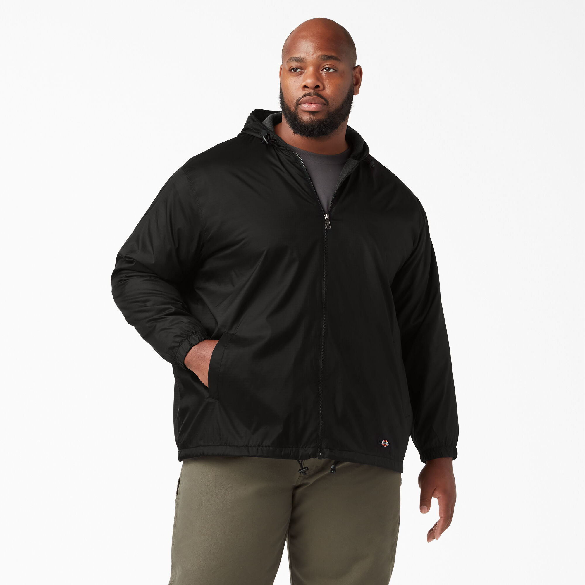Fleece Lined Nylon Hooded Jacket