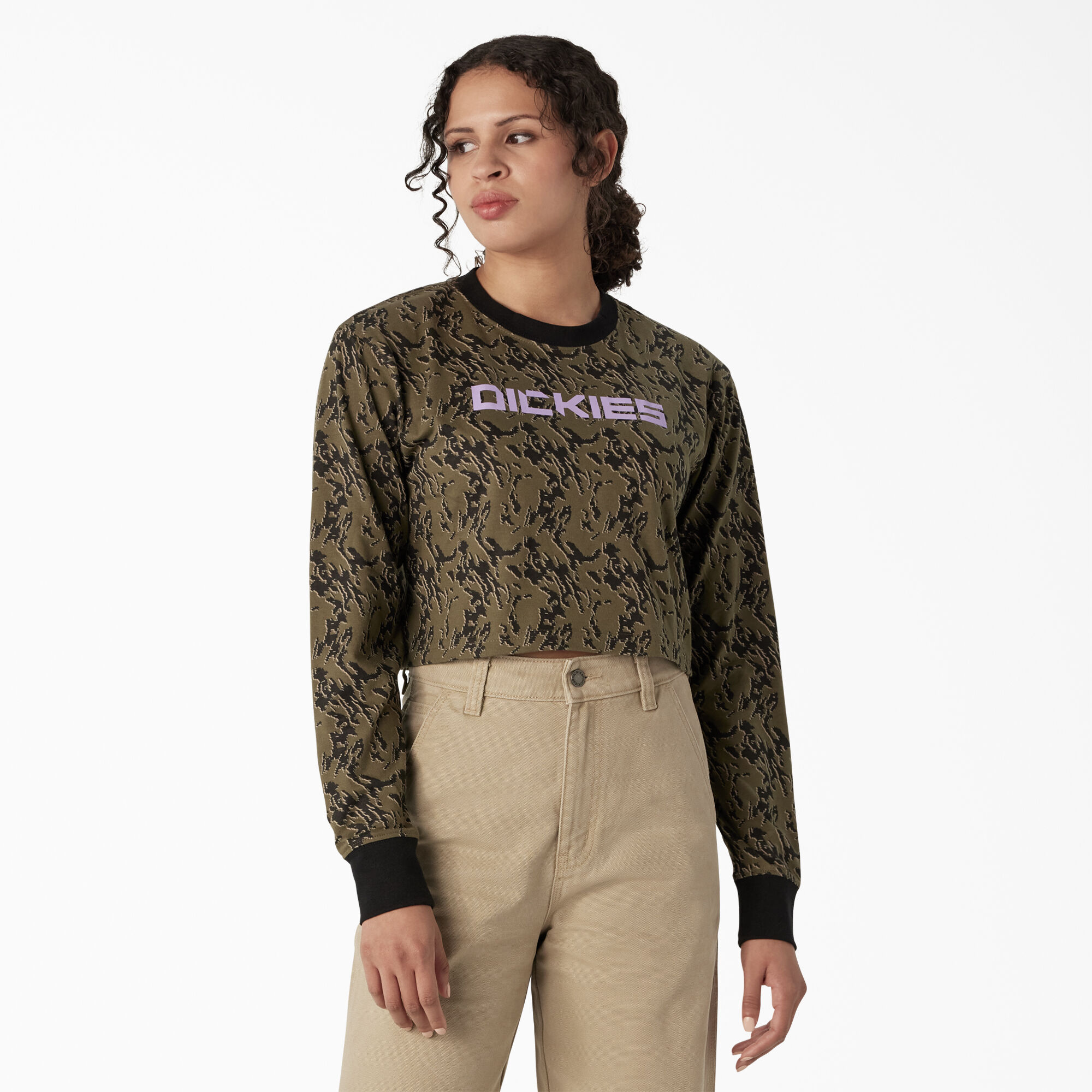 Women's Camo Long Sleeve Cropped T-Shirt