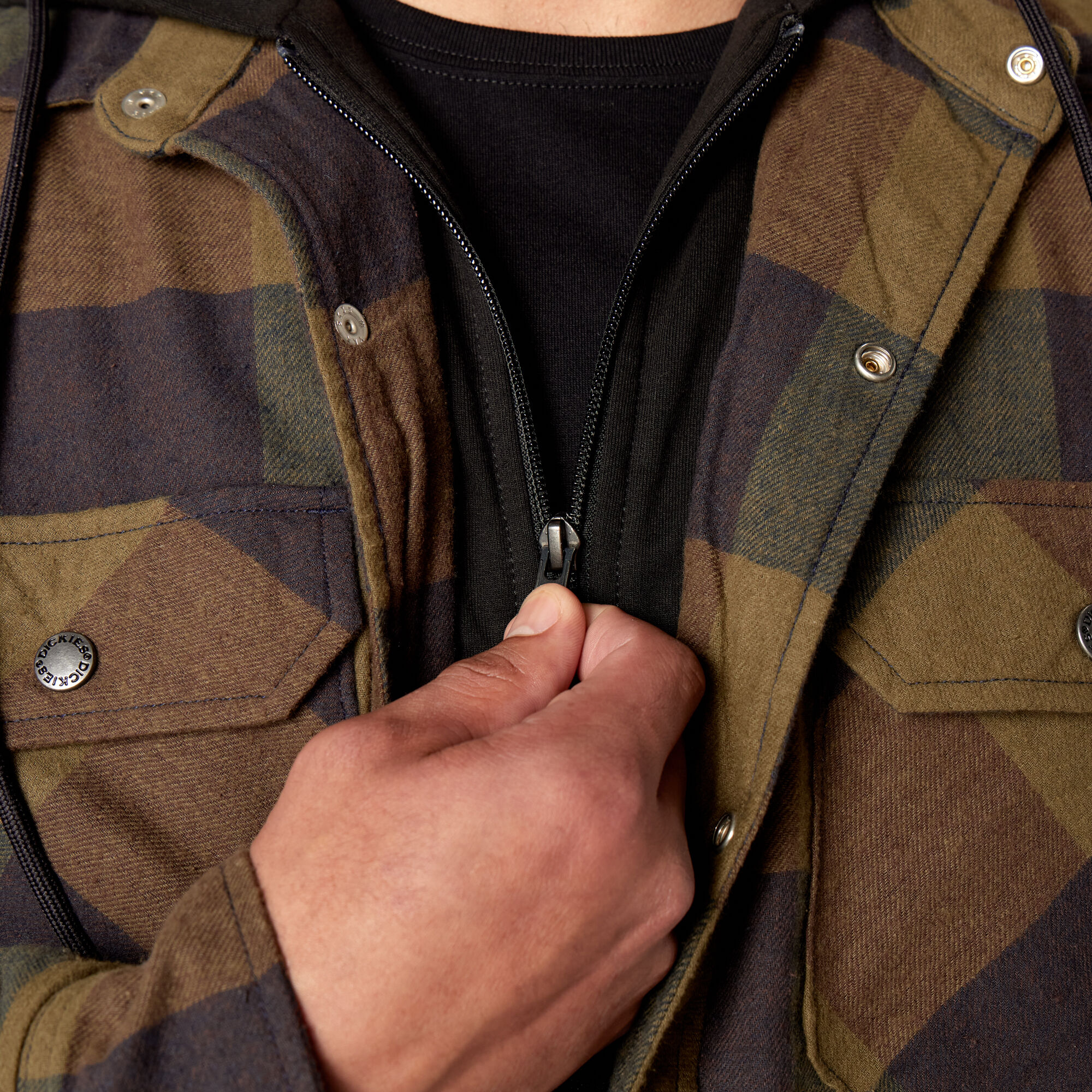 Flannel Hooded Shirt Jacket