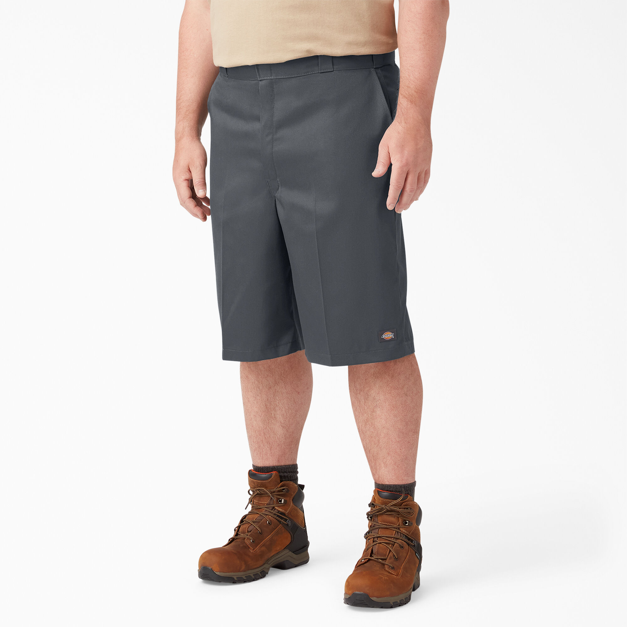 Loose Fit Flat Front Work Shorts, 13