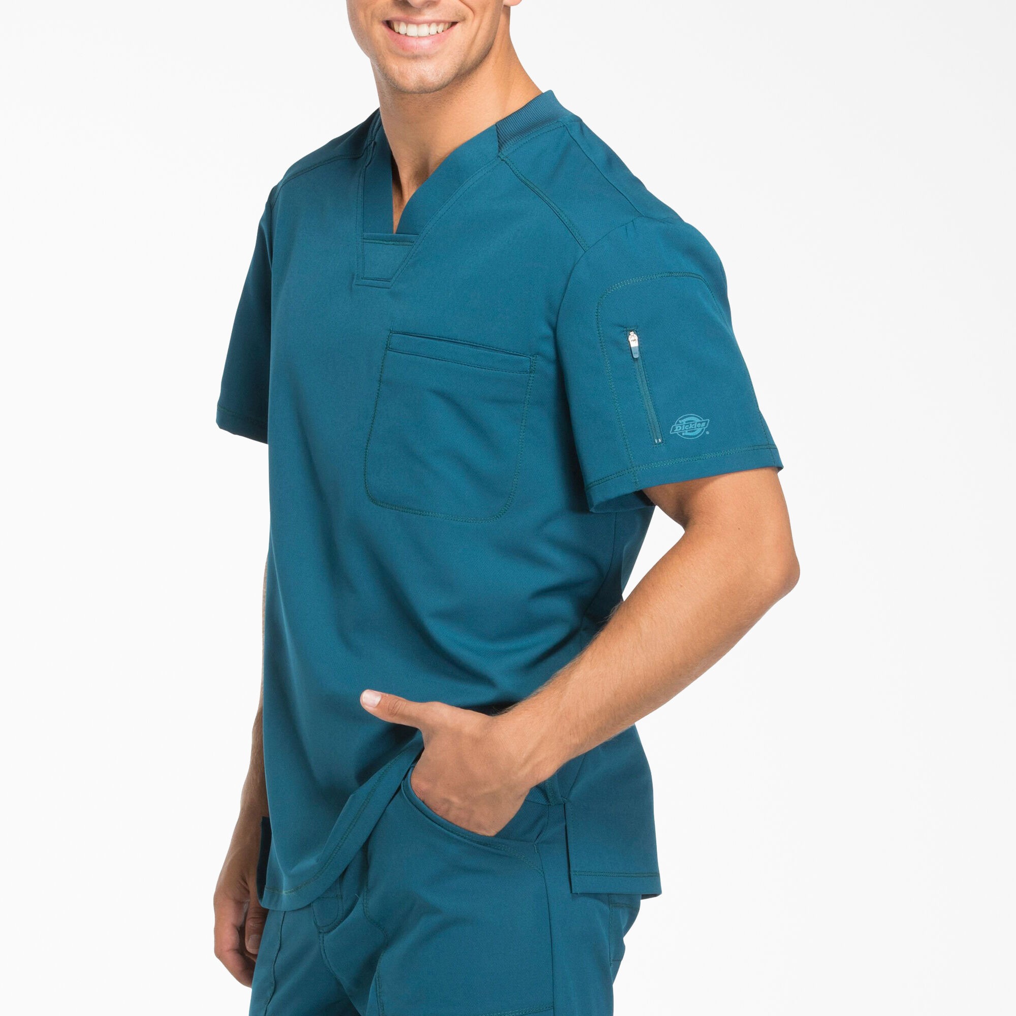 Men's Dynamix V-Neck Scrub Top with Zip Pocket