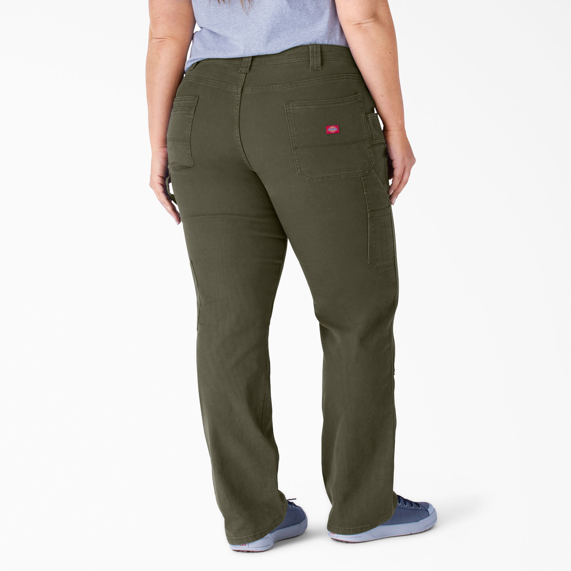 Women's Plus FLEX Relaxed Fit Duck Carpenter Pants, Rinsed Moss Green