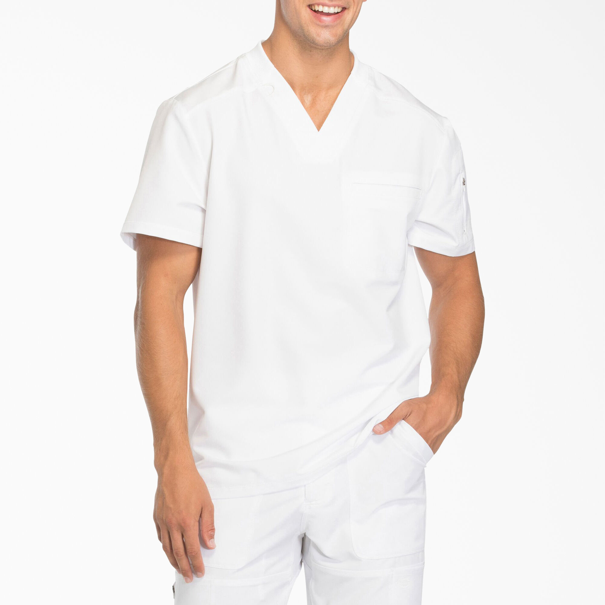 Men's Dynamix V-Neck Scrub Top with Zip Pocket