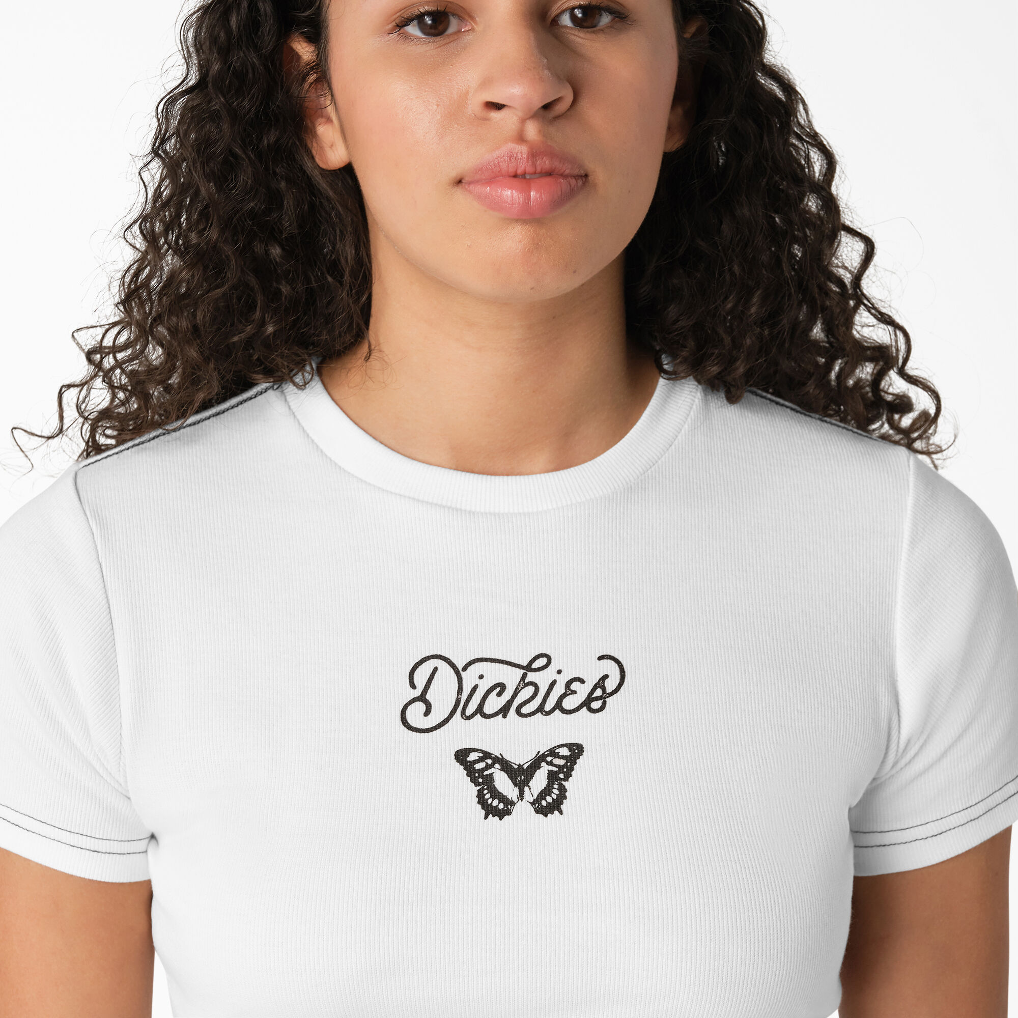 Women's Butterfly Graphic Cropped Baby T-Shirt