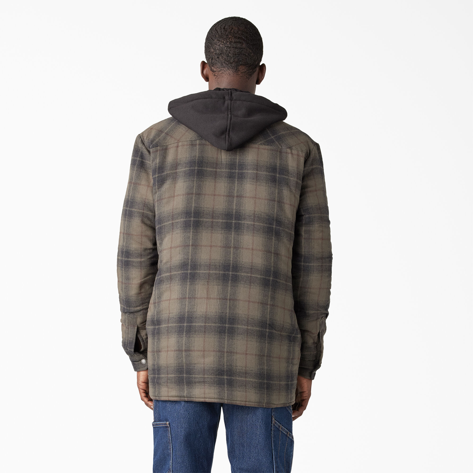 Water Repellent Flannel Hooded Shirt Jacket
