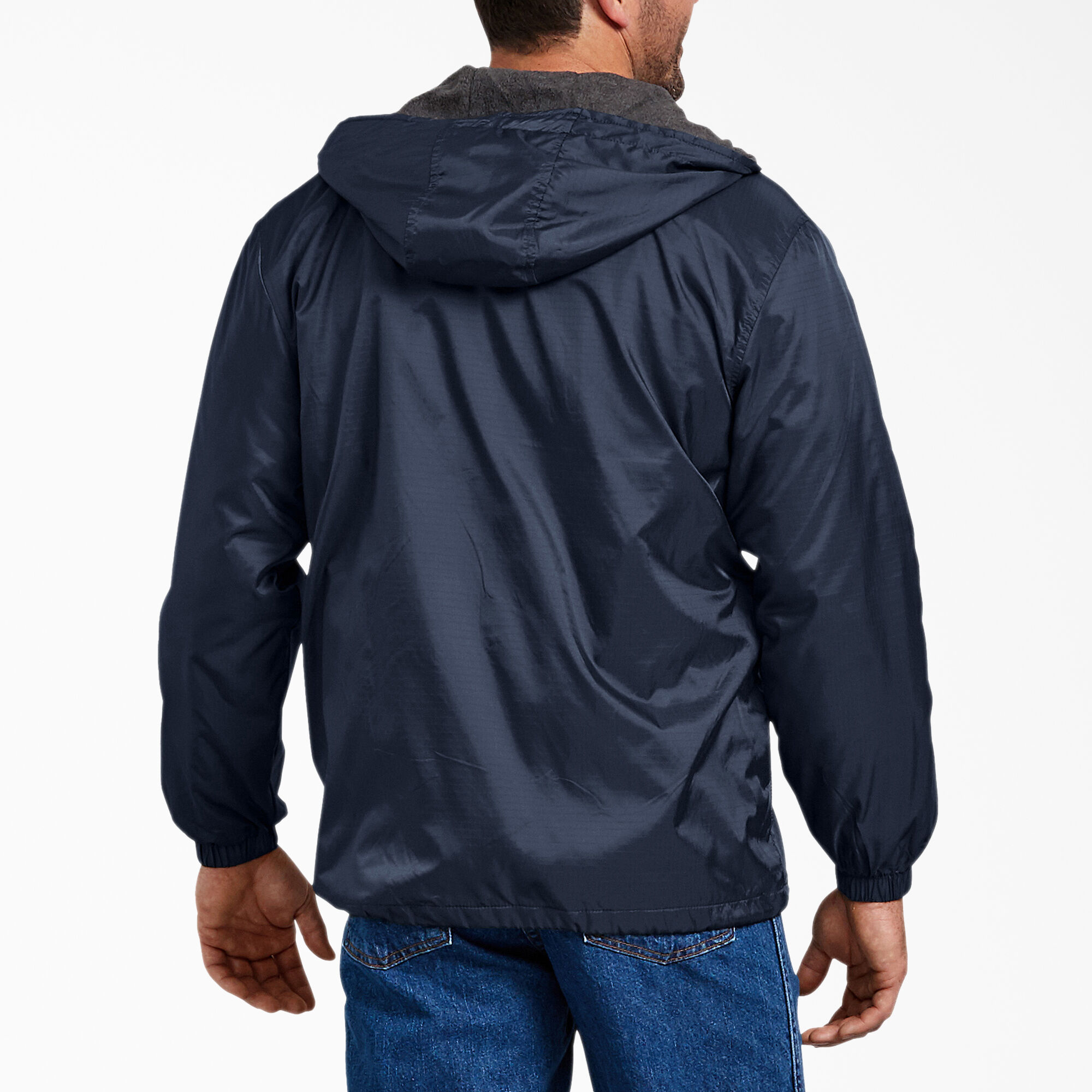 Fleece Lined Nylon Hooded Jacket