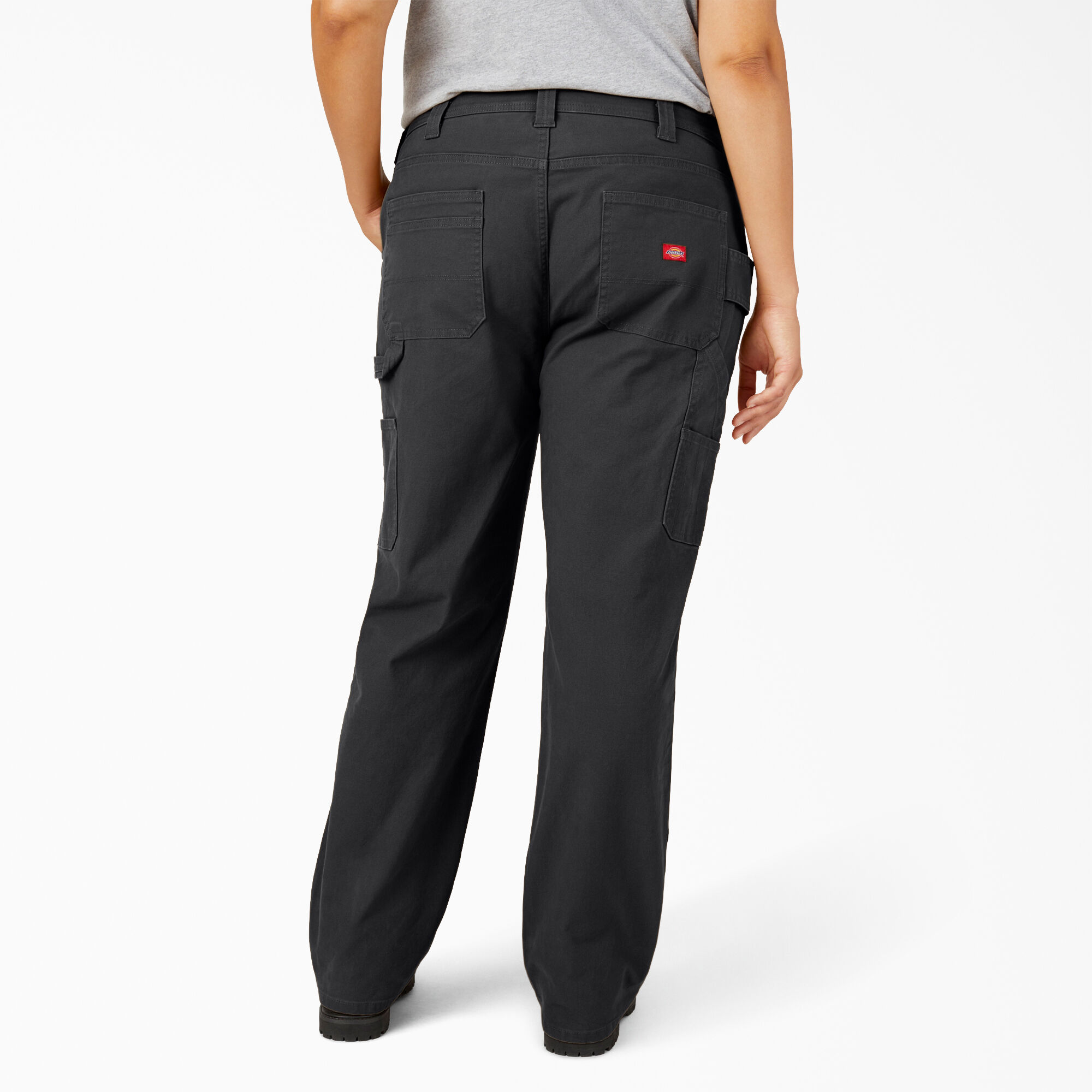 Women's Plus FLEX Relaxed Straight Fit Duck Carpenter Pants, Rinsed Black