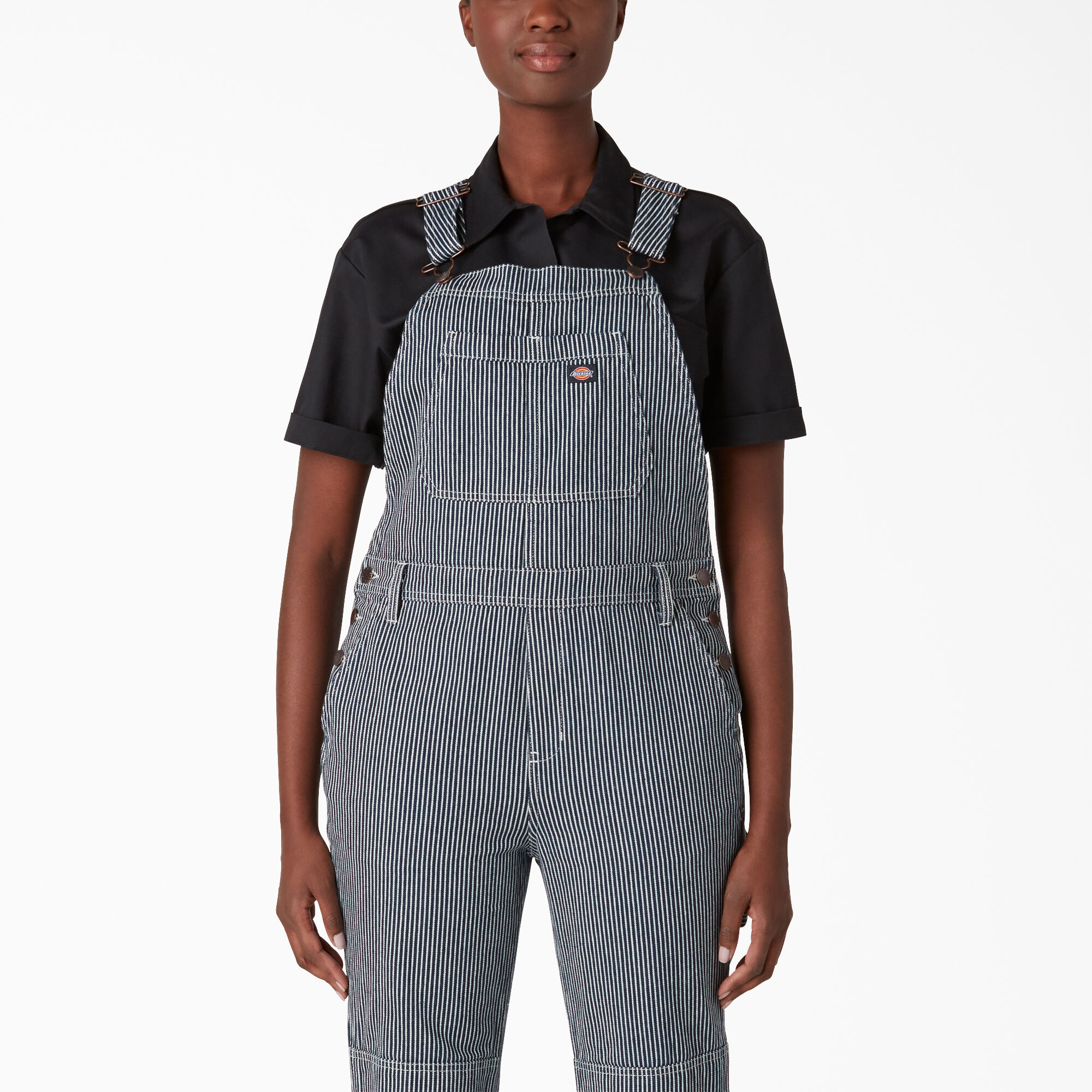 Women's Hickory Stripe Double Knee Bib Overalls