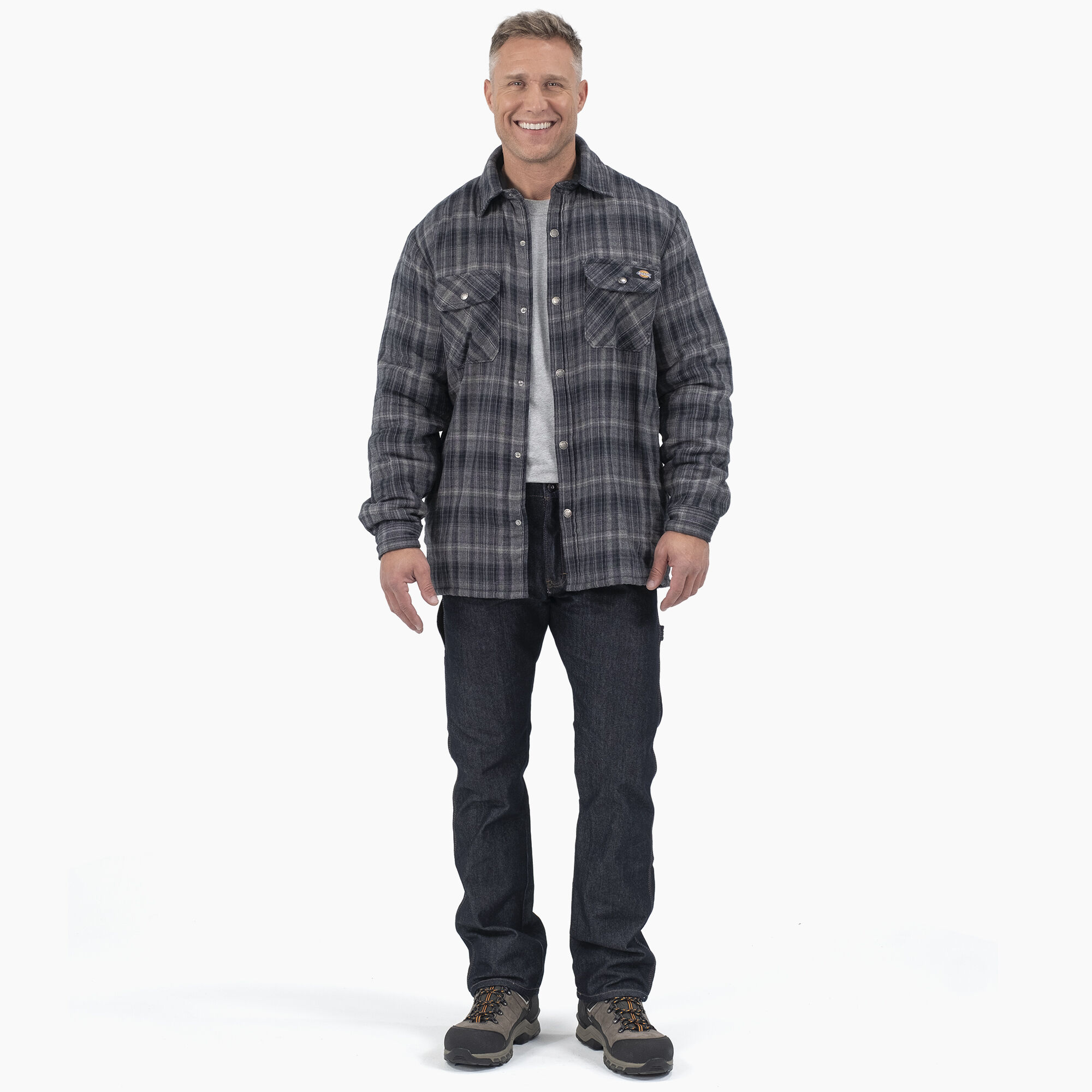 Water Repellent Fleece-Lined Flannel Shirt Jacket