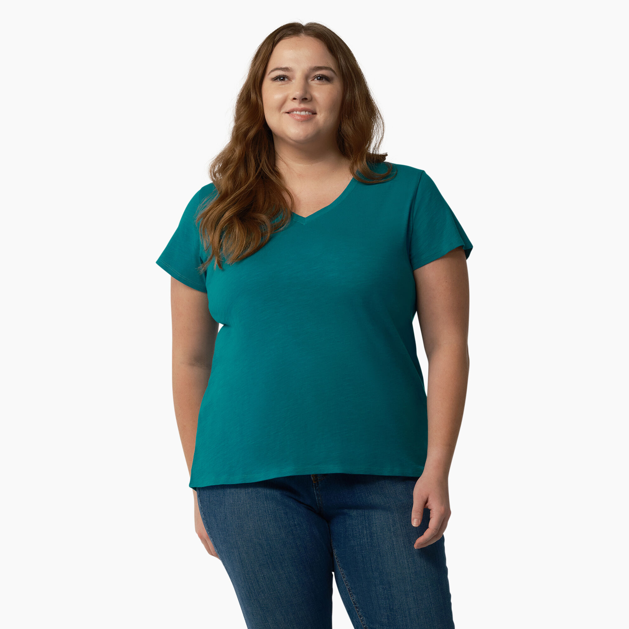 Women's Plus Short Sleeve V-Neck T-Shirt