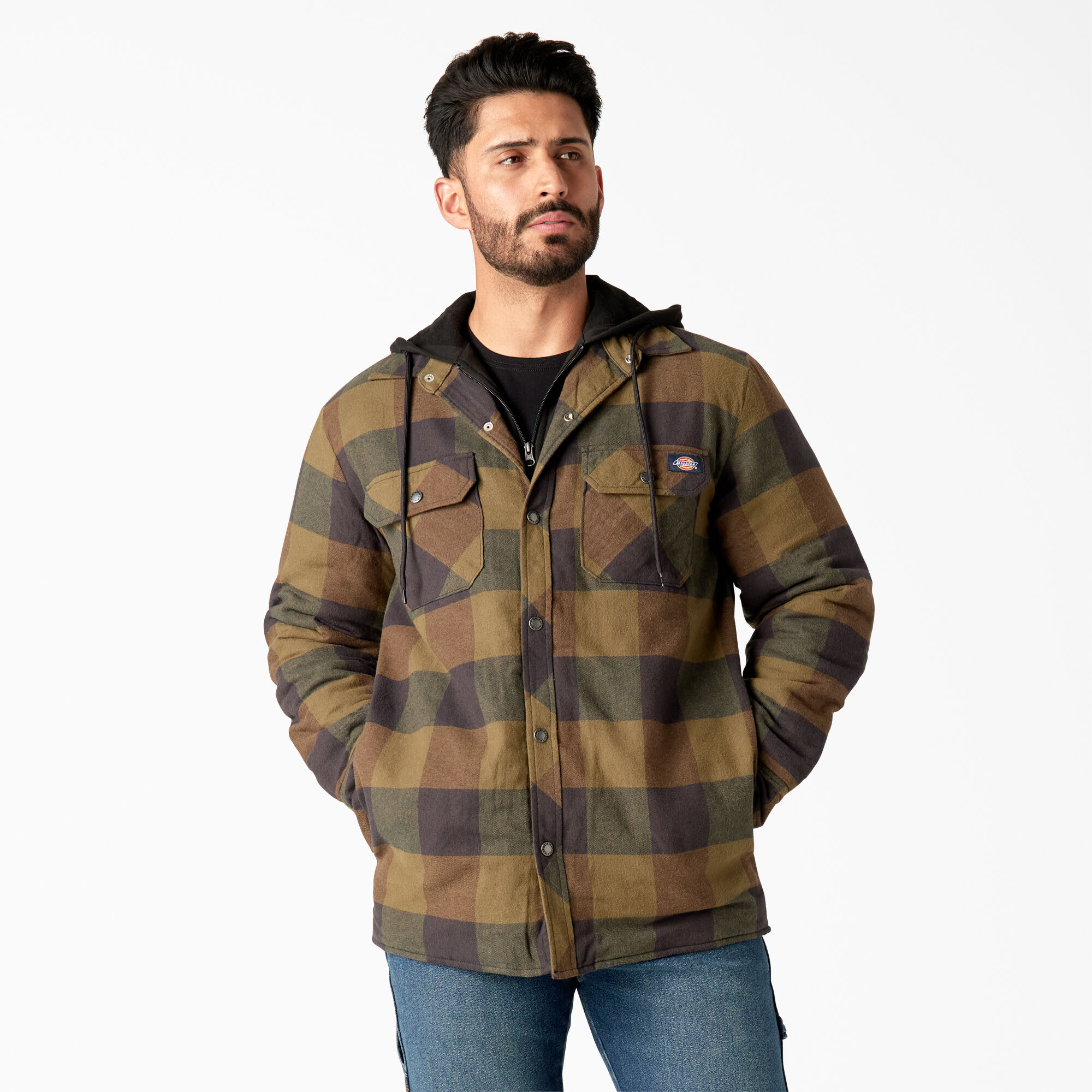 Flannel Hooded Shirt Jacket