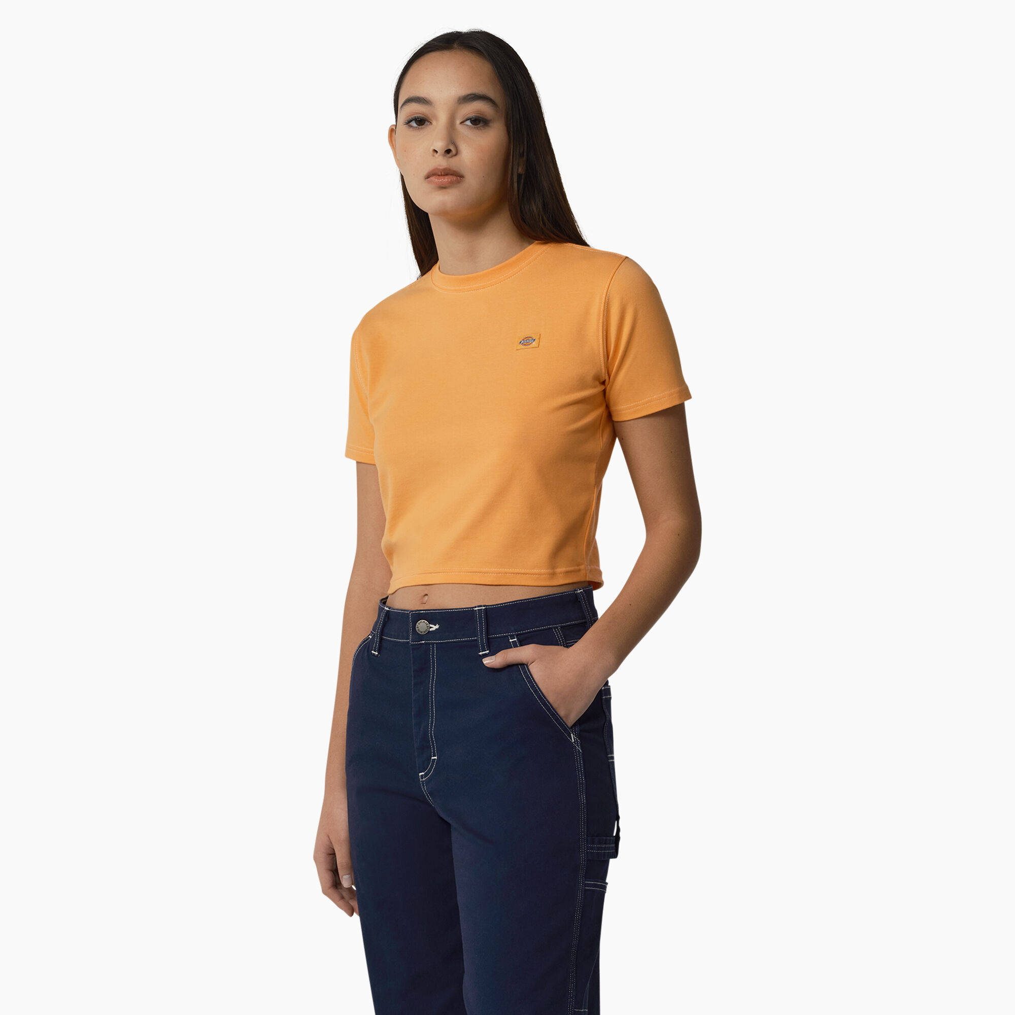 Women's Maple Valley Cropped T-Shirt, Papaya w/ Cloud Stitching