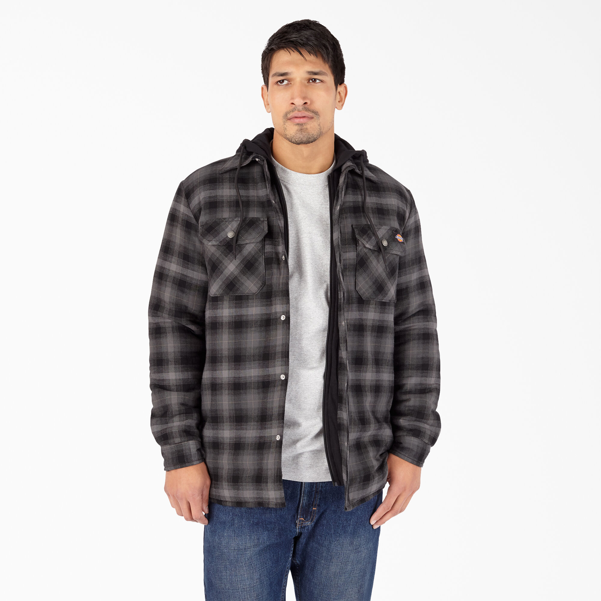 Water Repellent Flannel Hooded Shirt Jacket