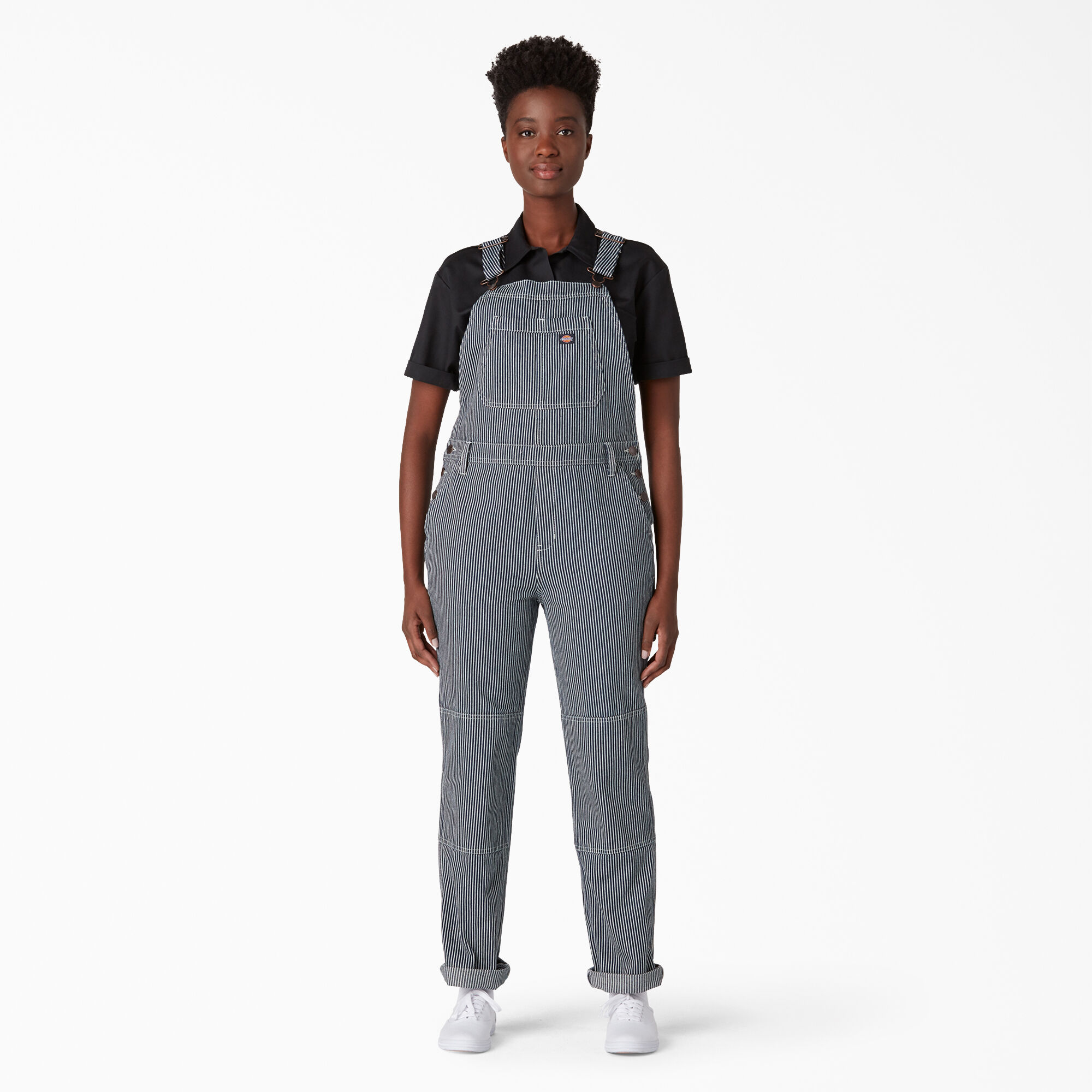 Women's Hickory Stripe Double Knee Bib Overalls