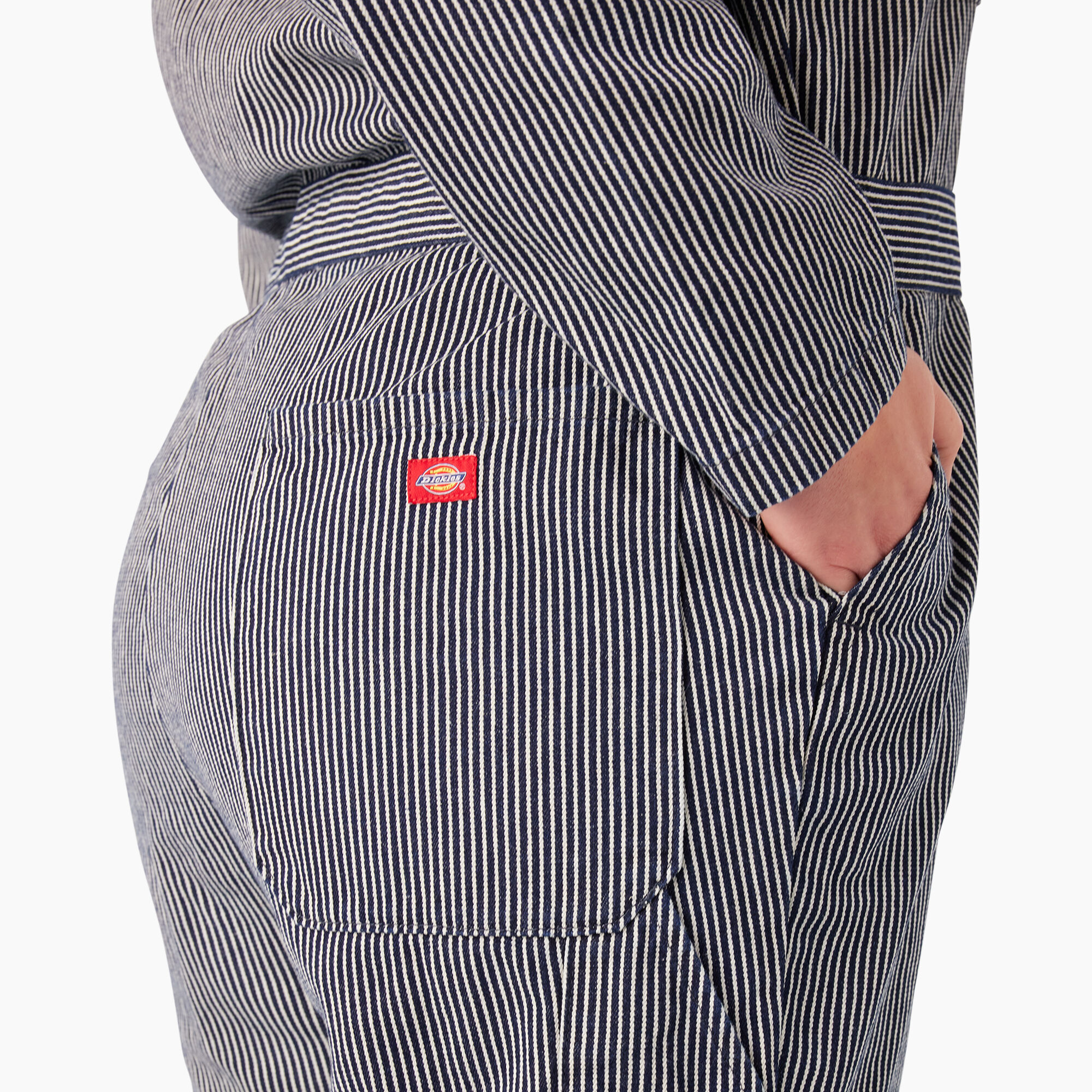 Women's Plus Relaxed Fit Long Sleeve Hickory Stripe Overalls