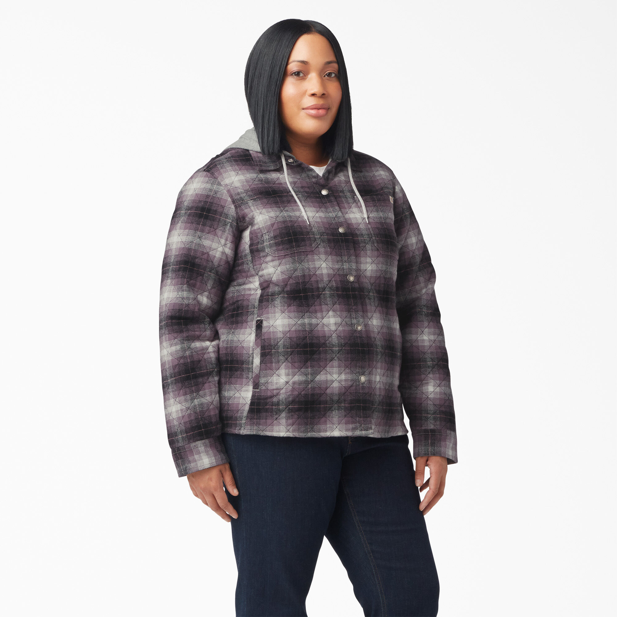 Women’s Plus Flannel Hooded Shirt Jacket