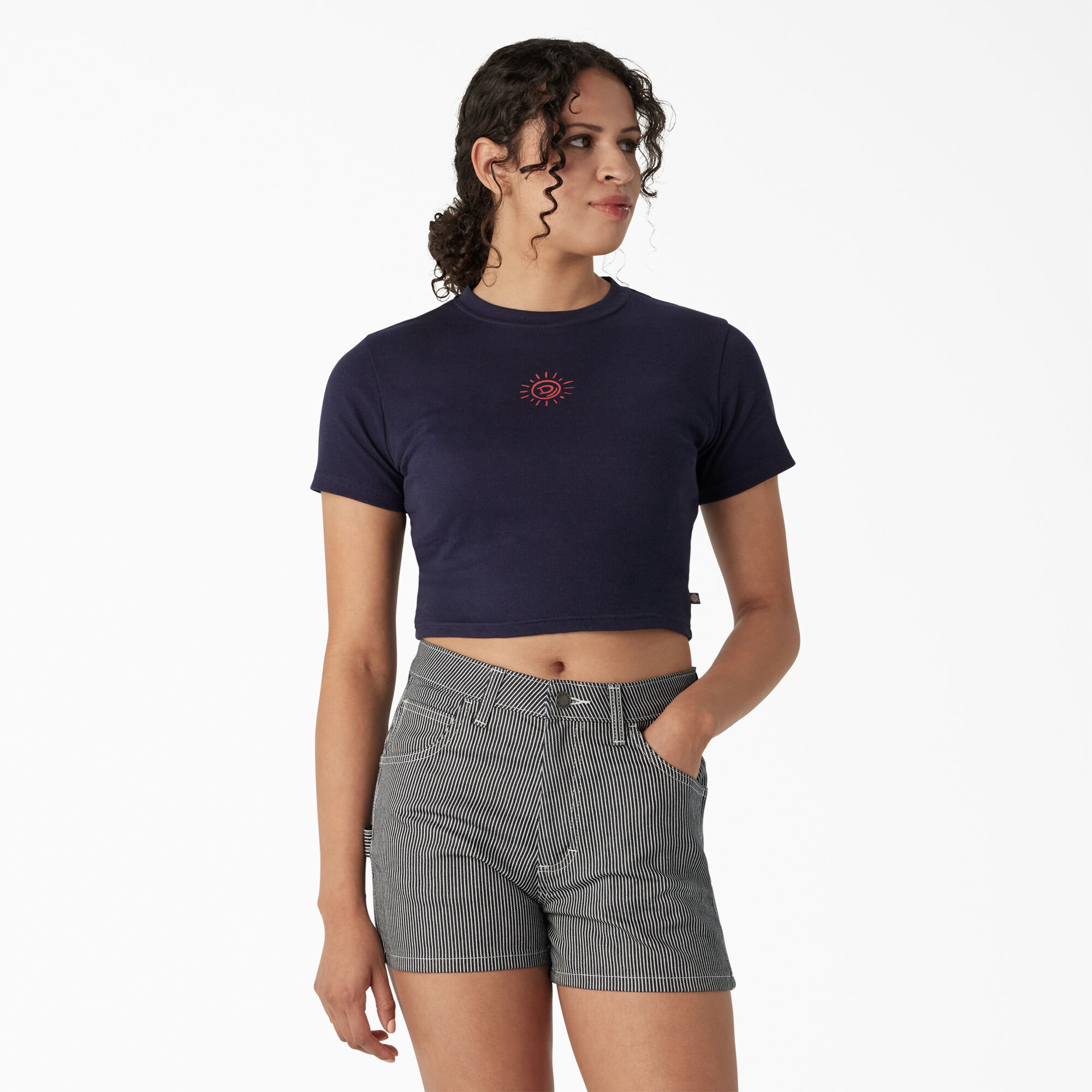 Women's Embroidered Cropped Baby T-Shirt
