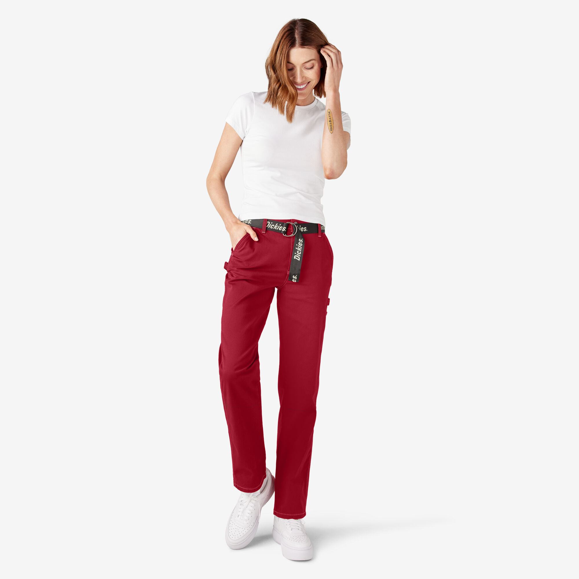 Women's Relaxed Fit Carpenter Pants, English Red