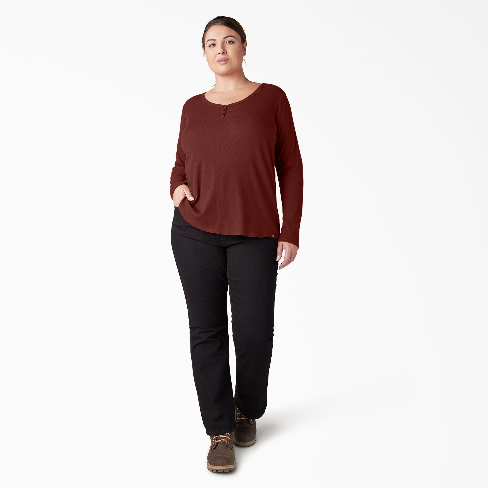 Women's Plus Henley Long Sleeve Shirt