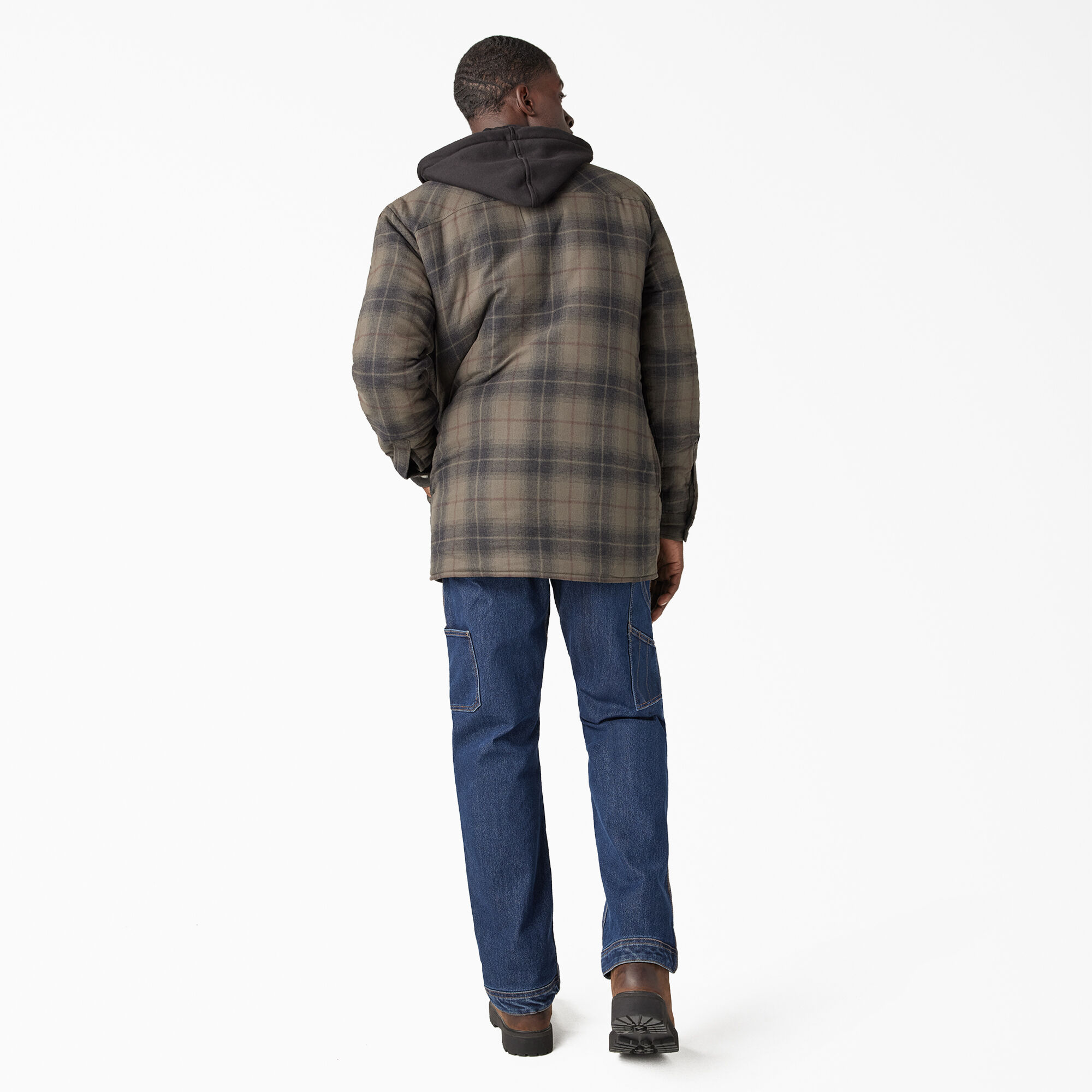 Water Repellent Flannel Hooded Shirt Jacket