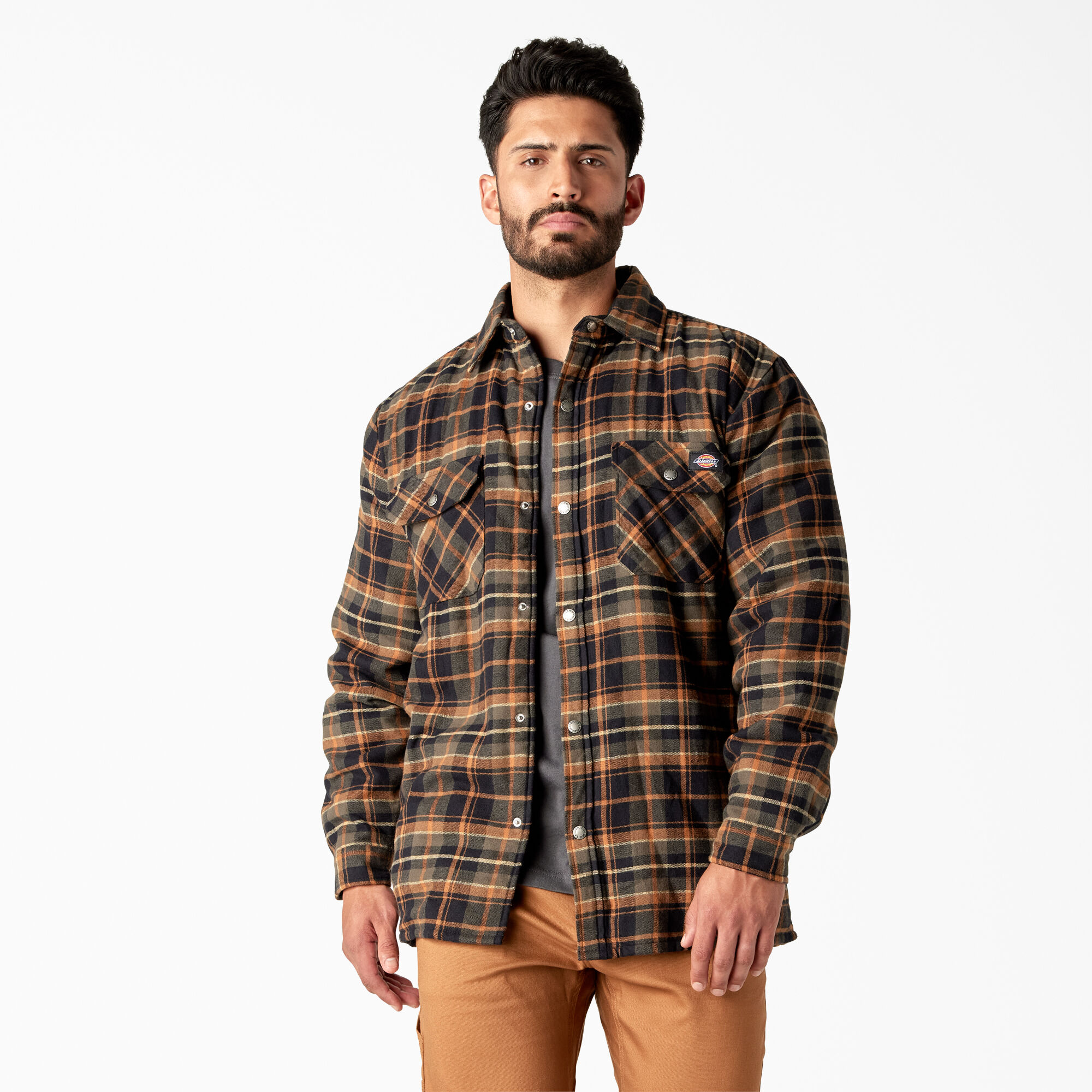 Water Repellent Fleece-Lined Flannel Shirt Jacket
