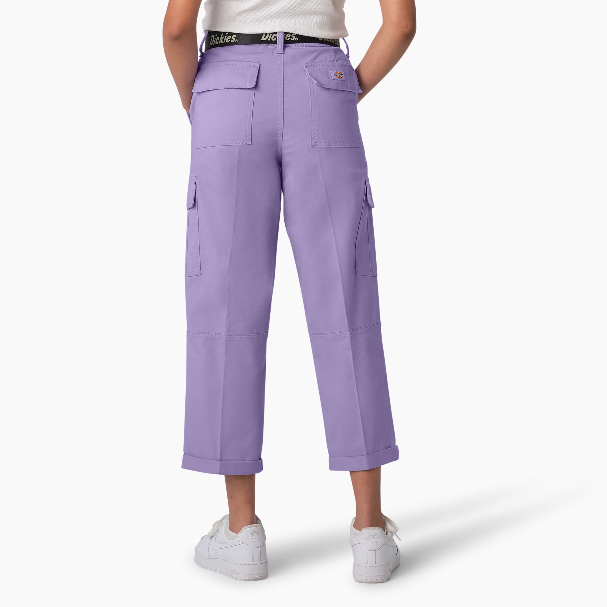 Women's Relaxed Fit Contrast Stitch Cropped Cargo Pants