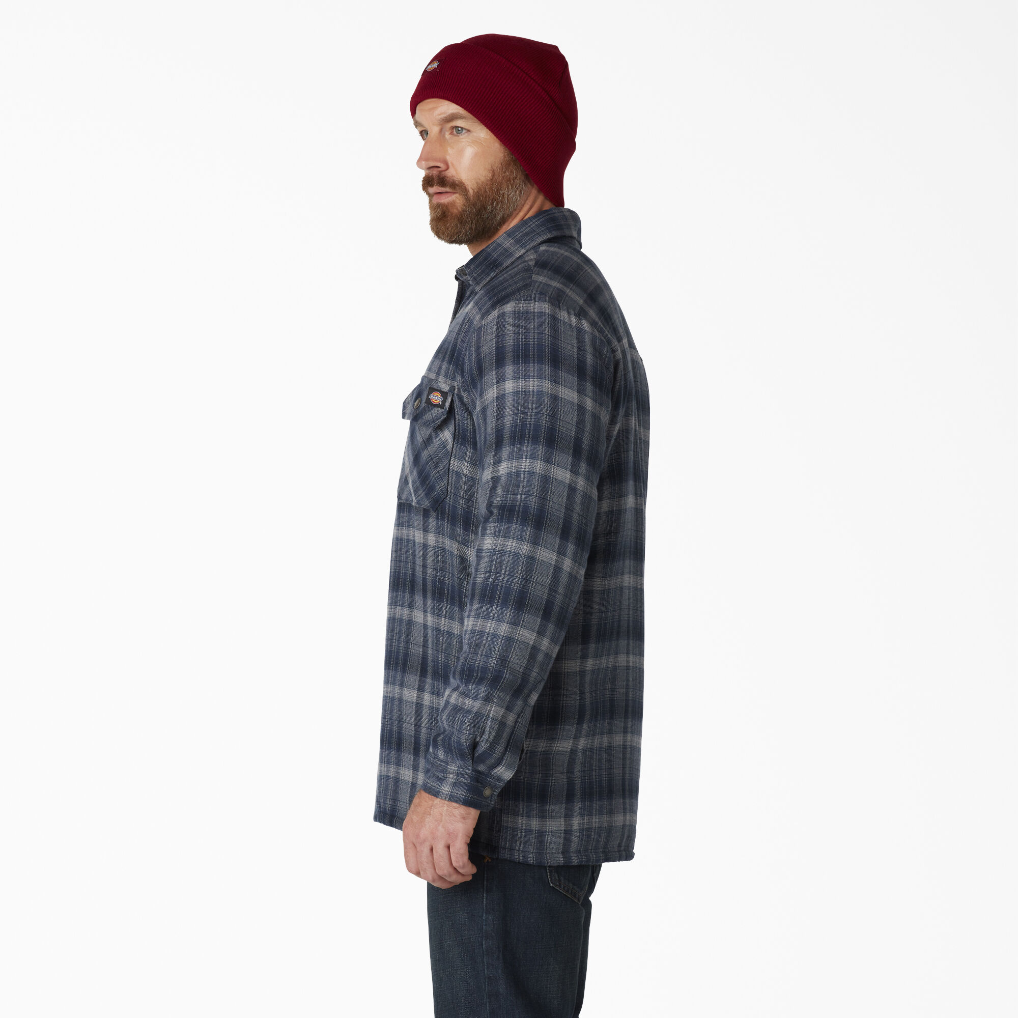Water Repellent Fleece-Lined Flannel Shirt Jacket