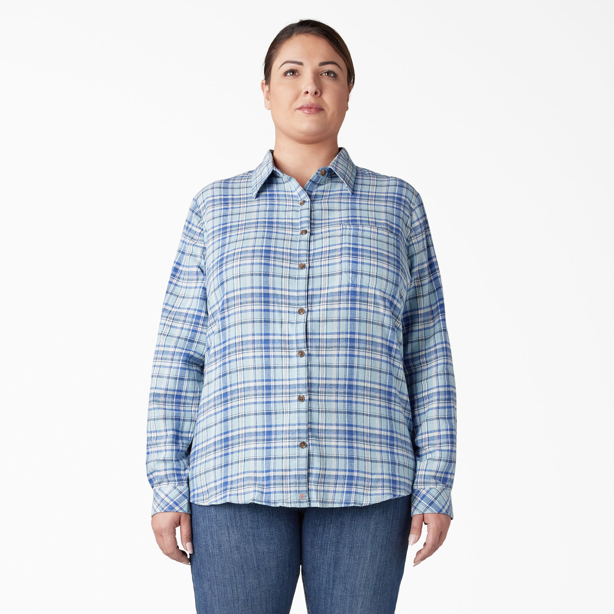 Women's Plus Long Sleeve Plaid Flannel Shirt