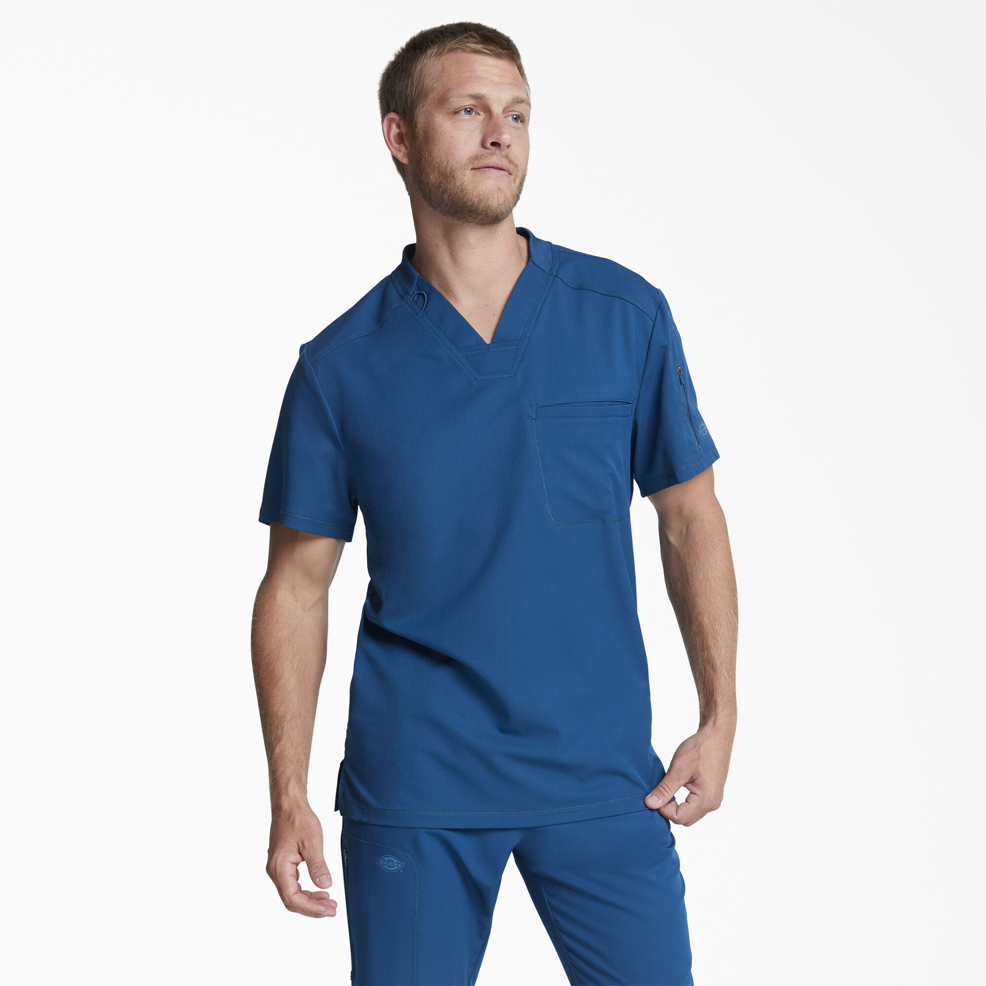 Men's Dynamix V-Neck Scrub Top with Zip Pocket