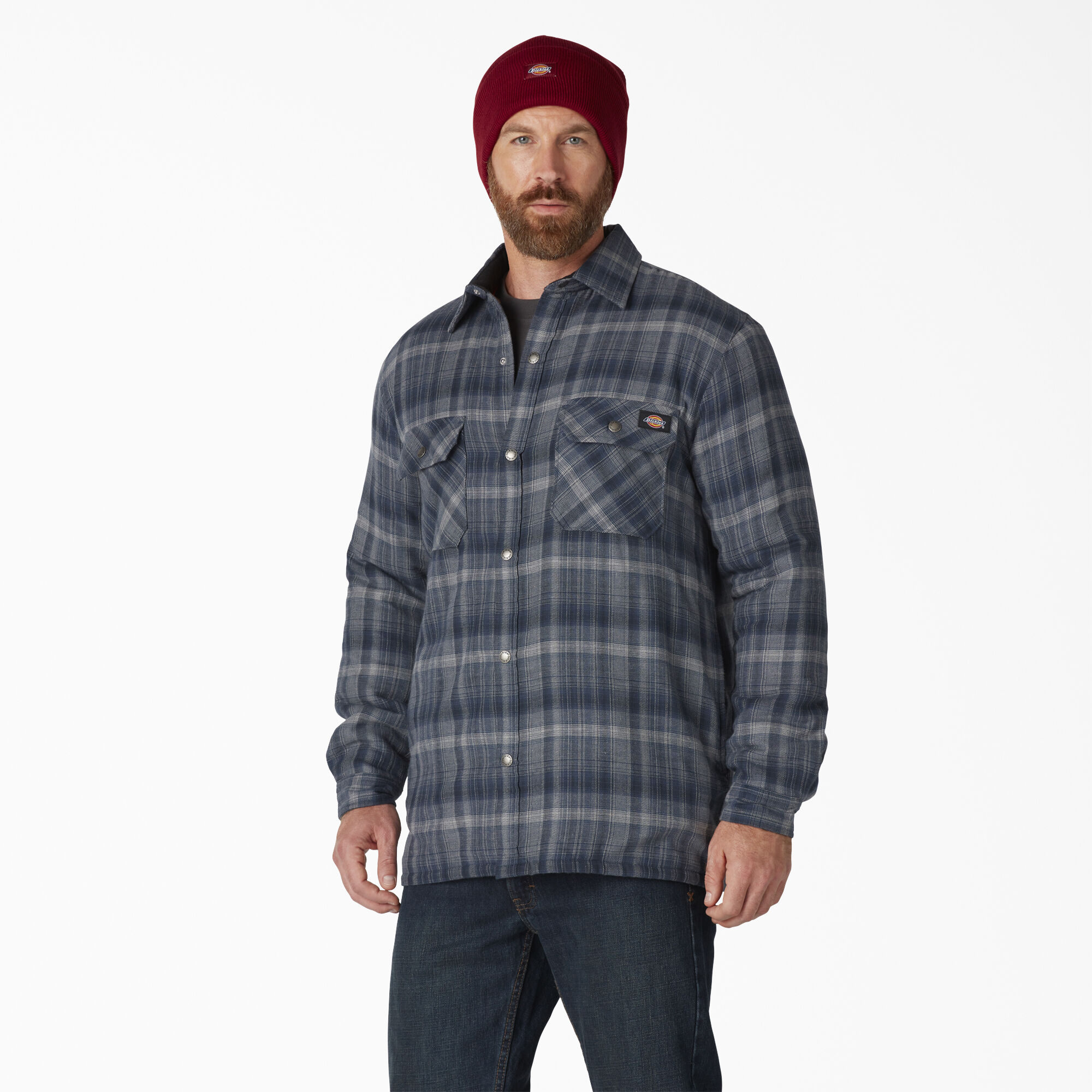 Water Repellent Fleece-Lined Flannel Shirt Jacket