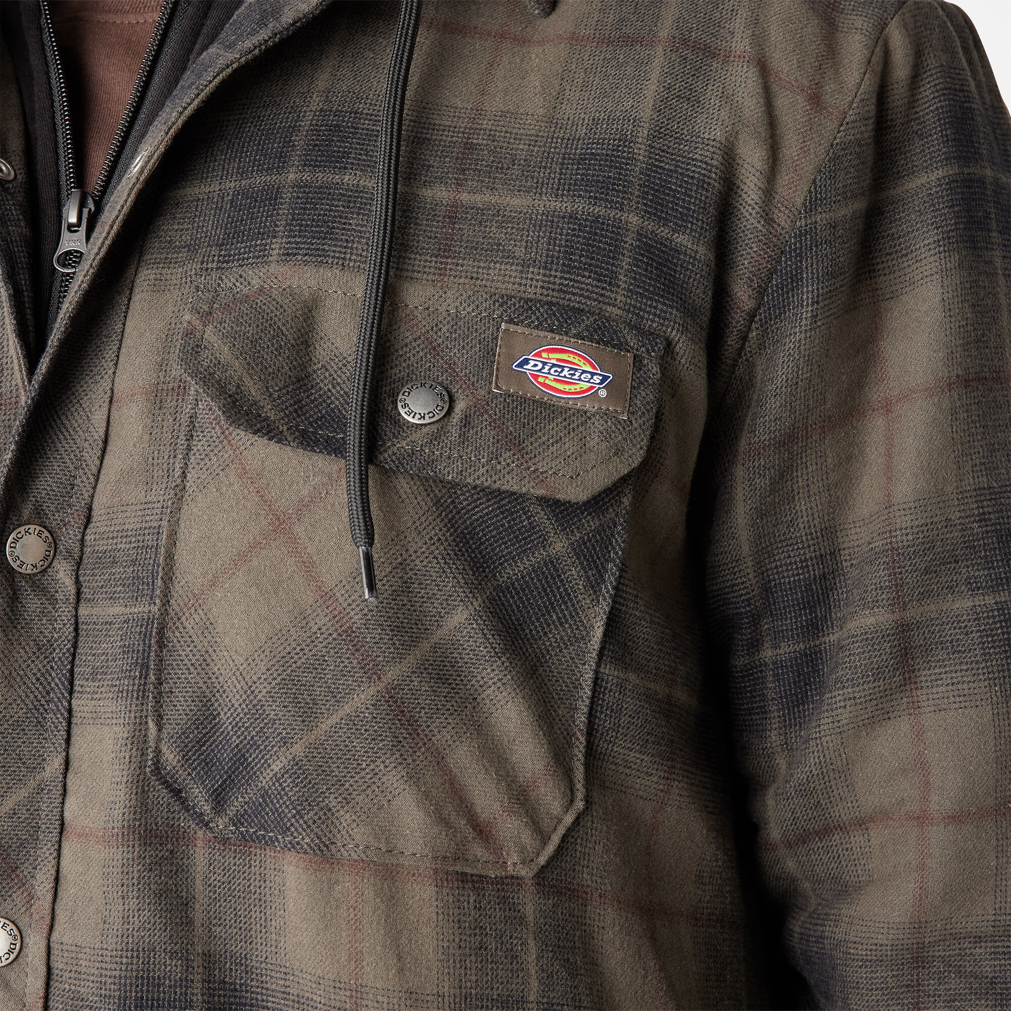 Water Repellent Flannel Hooded Shirt Jacket